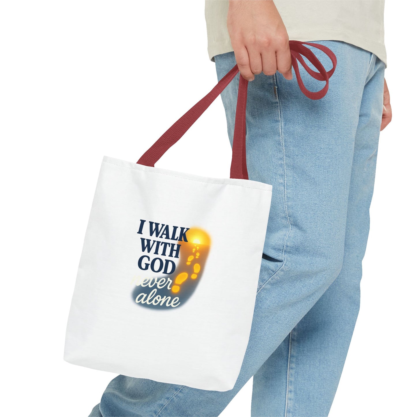 Inspirational Tote Bag - I Walk With God, Faithful Gift, Religious Accessory, Everyday Use, Church Bag