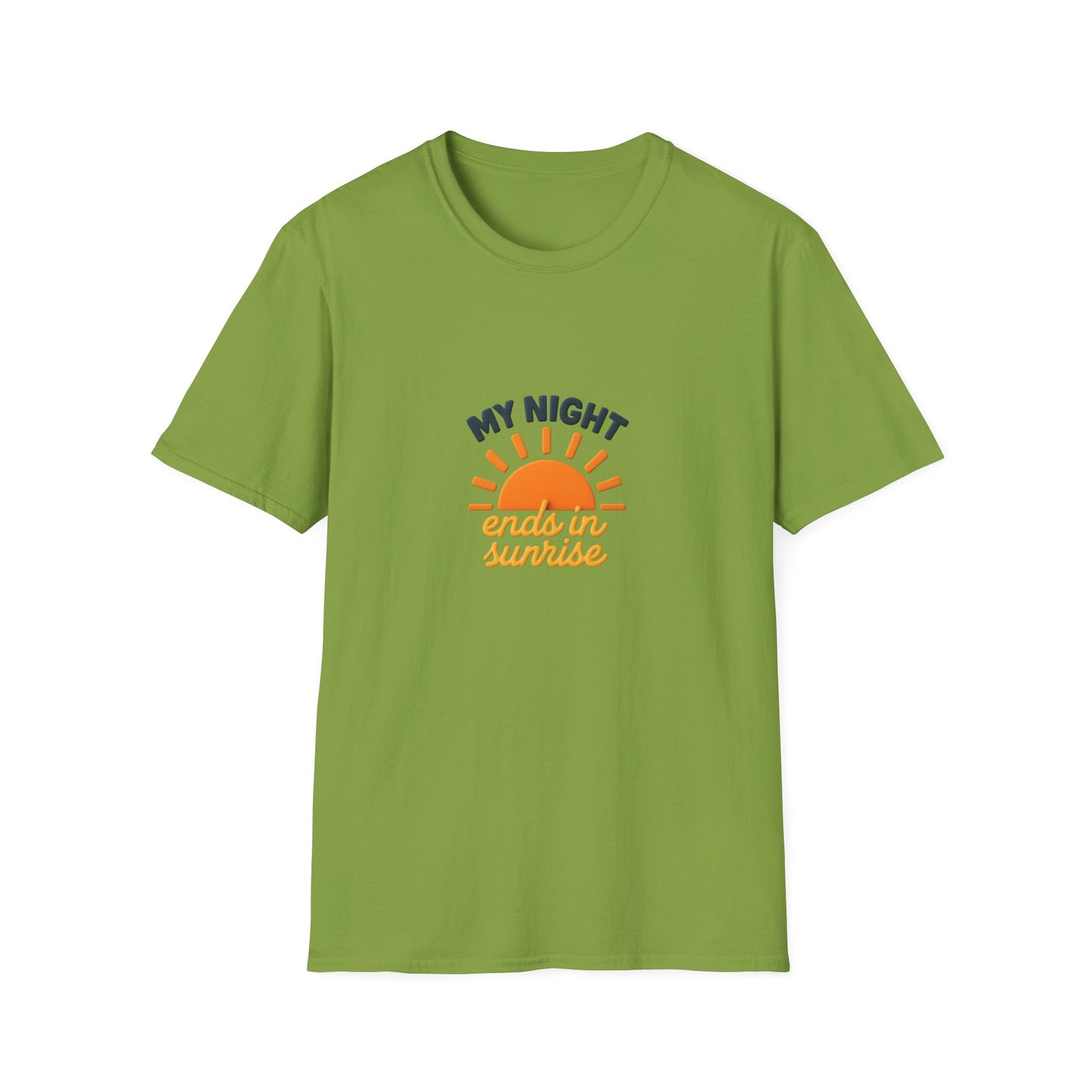 My Night Ends in Sunrise T-Shirt – Inspirational Unisex Softstyle® Tee for Hope, Comfort & Everyday Wear