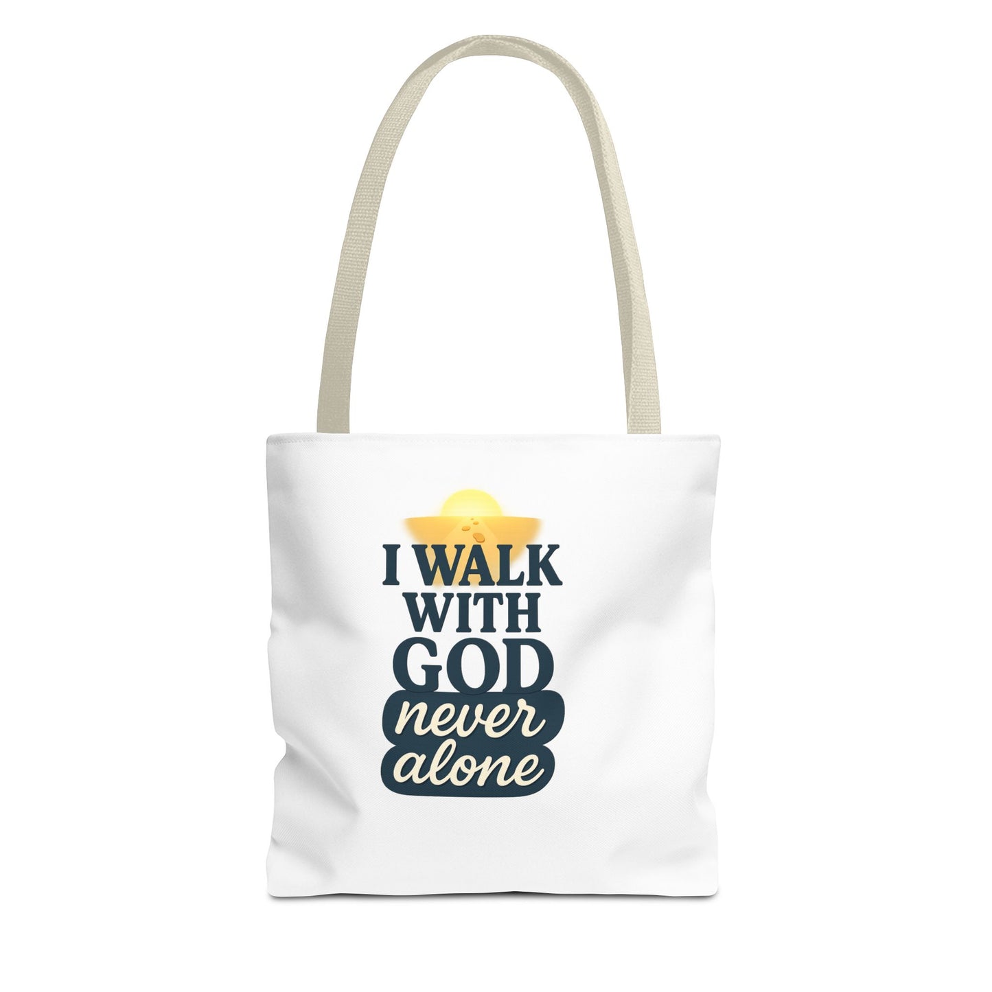 Inspirational Tote Bag - I Walk with God Never Alone, Faith Gift, Motivational Bag, Scripture Tote, Church Accessory, Christian Merchandise