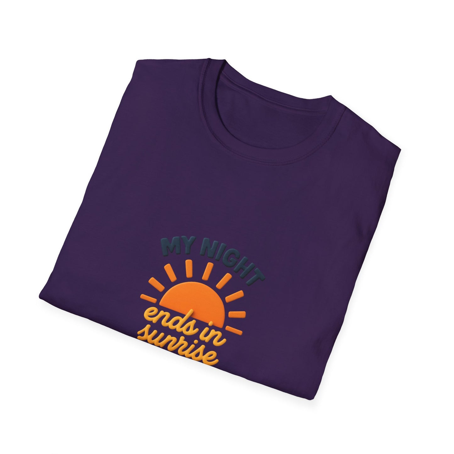 My Night Ends in Sunrise T-Shirt – Inspirational Unisex Softstyle® Tee for Hope, Comfort & Everyday Wear