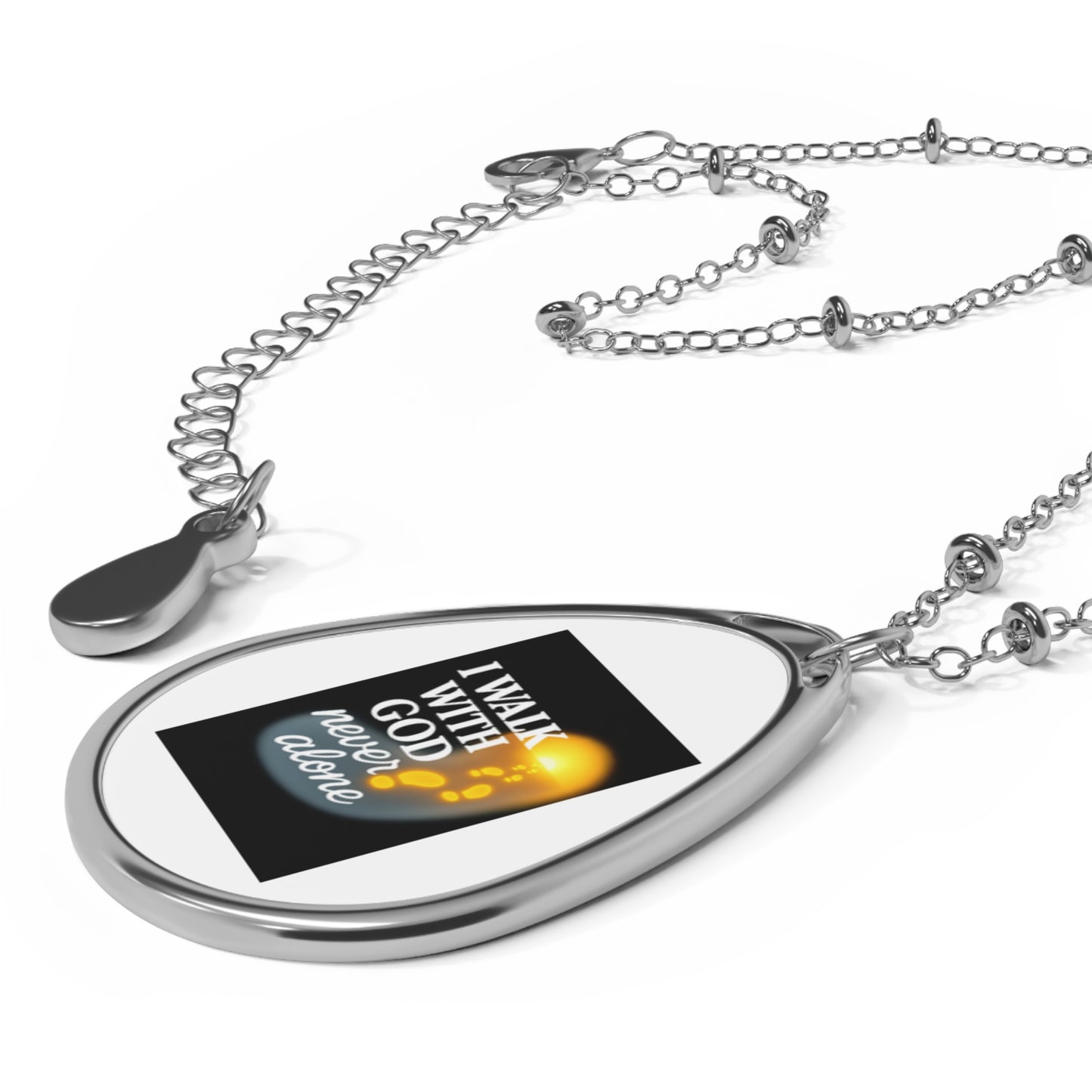 Inspirational Oval Necklace – I Walk With God, Faith Jewelry, Religious Gift, Spiritual Accessory, Uplifting Pendant