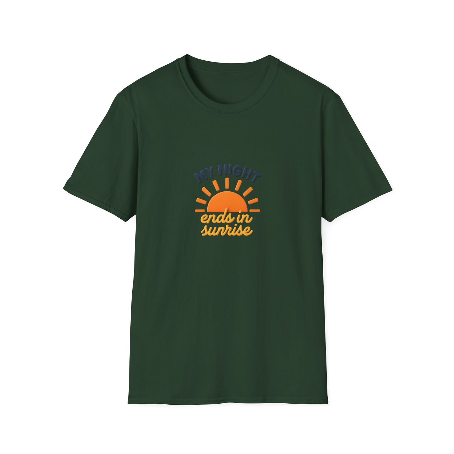 My Night Ends in Sunrise T-Shirt – Inspirational Unisex Softstyle® Tee for Hope, Comfort & Everyday Wear