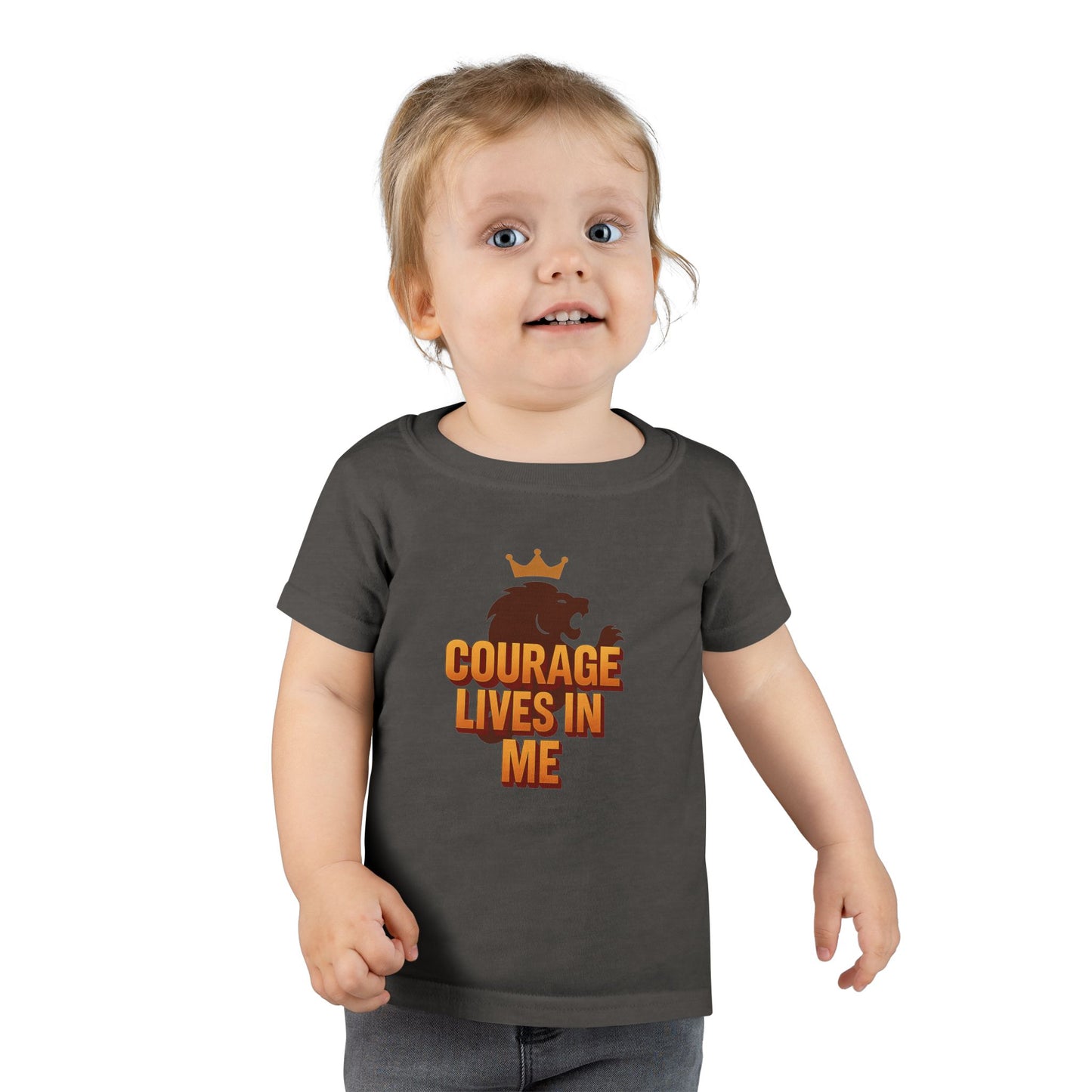 Toddler T-Shirt — "Courage Lives in Me" Lion Crown Graphic