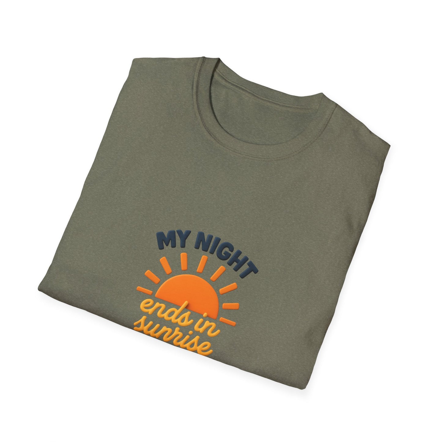 My Night Ends in Sunrise T-Shirt – Inspirational Unisex Softstyle® Tee for Hope, Comfort & Everyday Wear