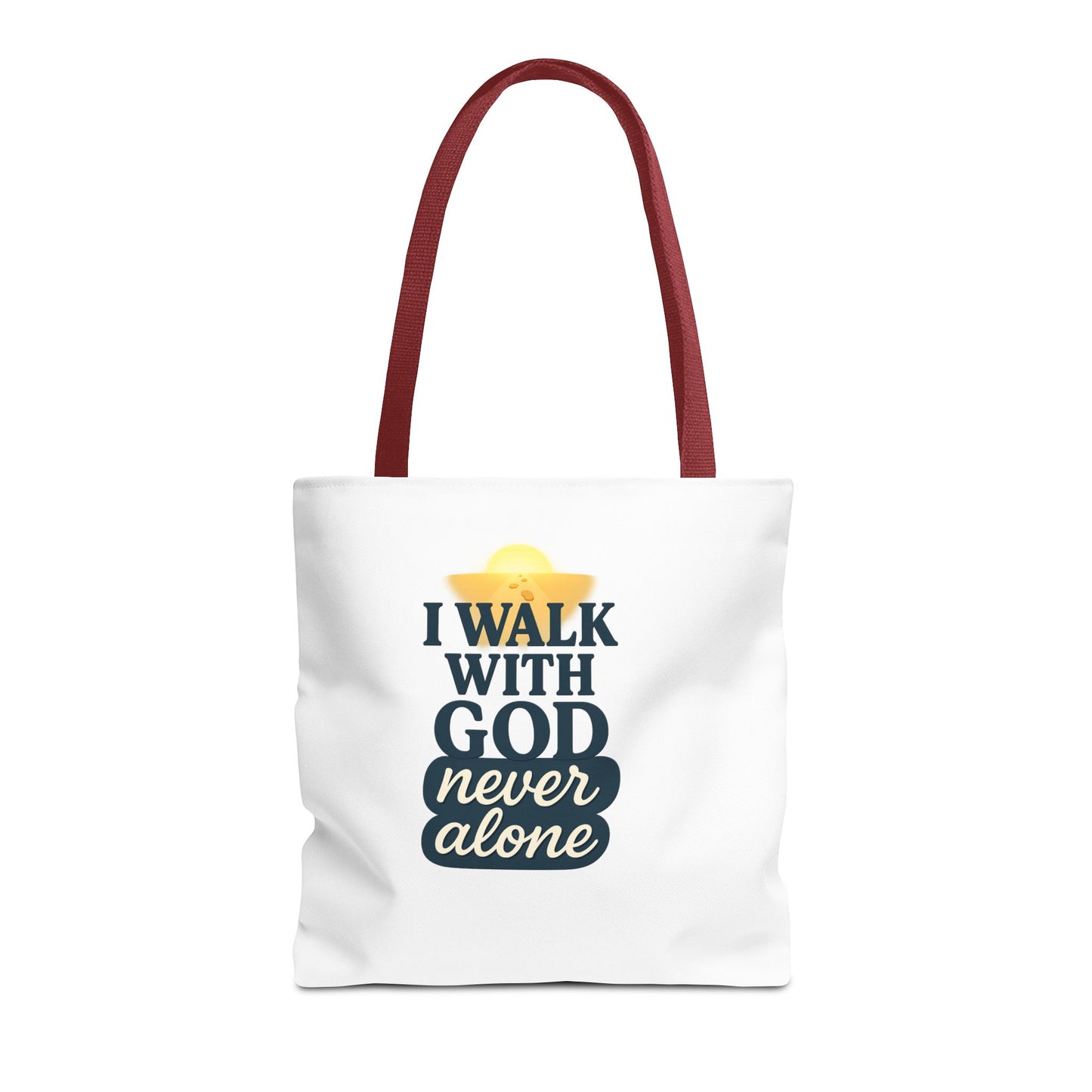 Inspirational Tote Bag - I Walk with God Never Alone, Faith Gift, Motivational Bag, Scripture Tote, Church Accessory, Christian Merchandise