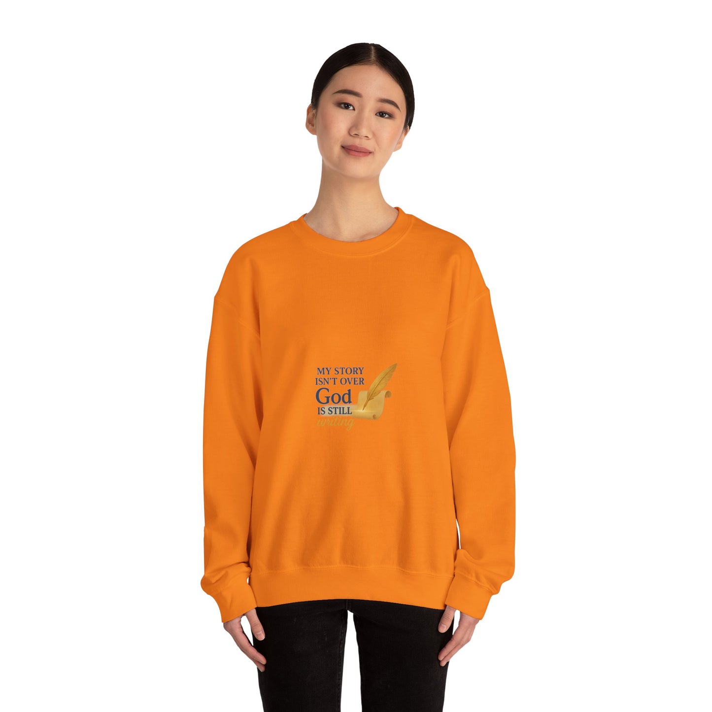 Inspirational Crewneck Sweatshirt, Comfort Apparel, Faith-Based Gift, Cozy Layer, My Story Isn’t Over Sweatshirt