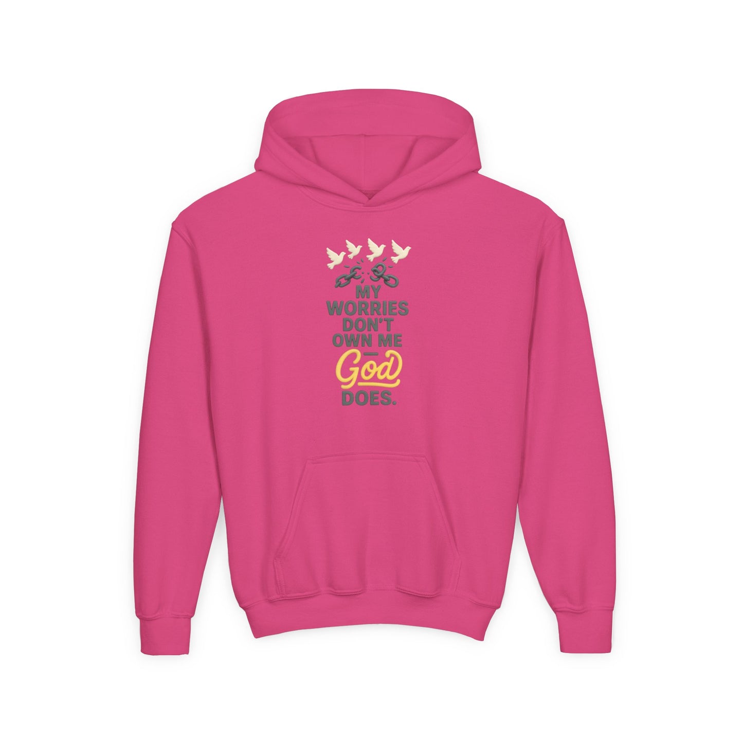 Inspirational Youth Hoodie – My Worries Don’t Own Me, God Does | Faith-Based Sweatshirt