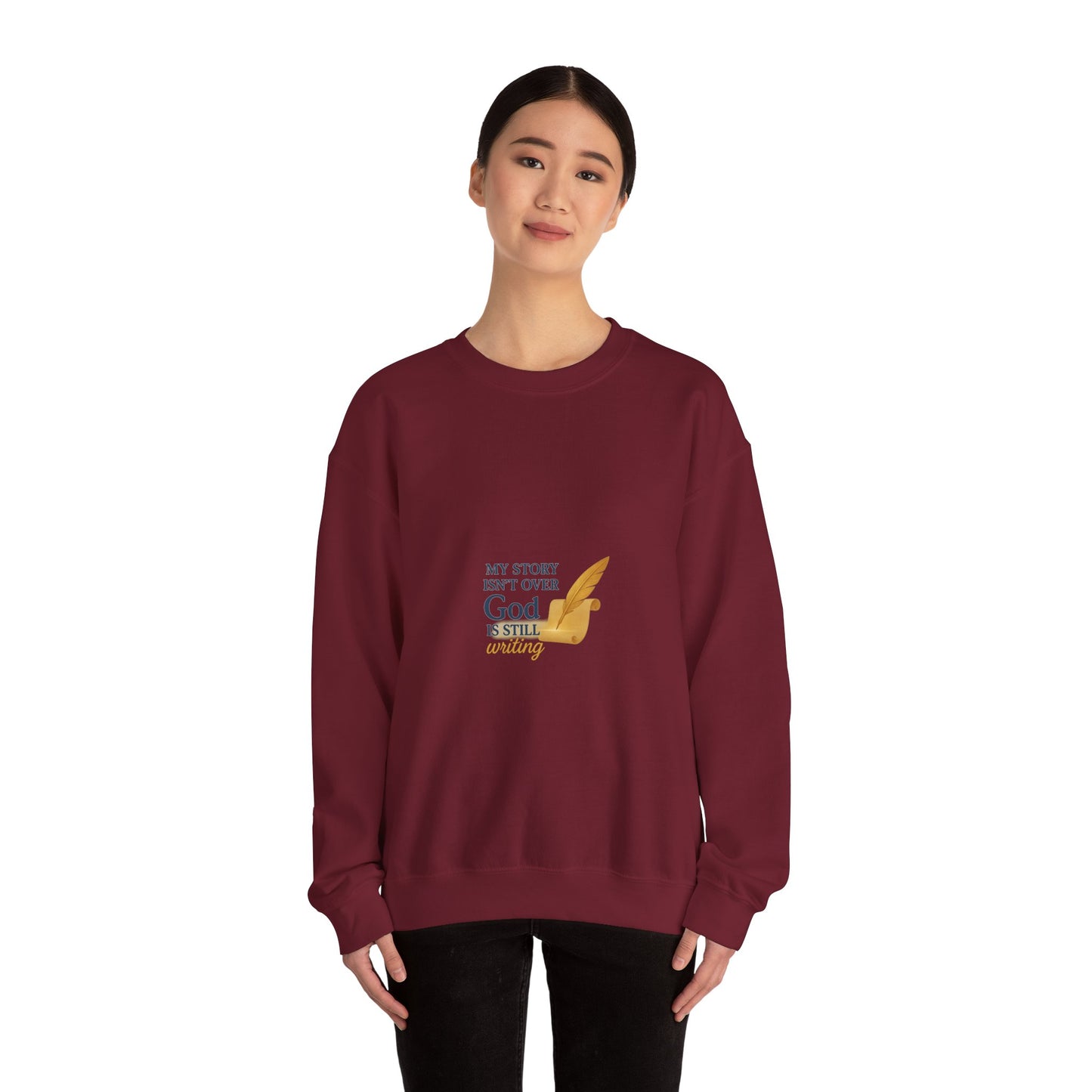 Inspirational Crewneck Sweatshirt, Comfort Apparel, Faith-Based Gift, Cozy Layer, My Story Isn’t Over Sweatshirt