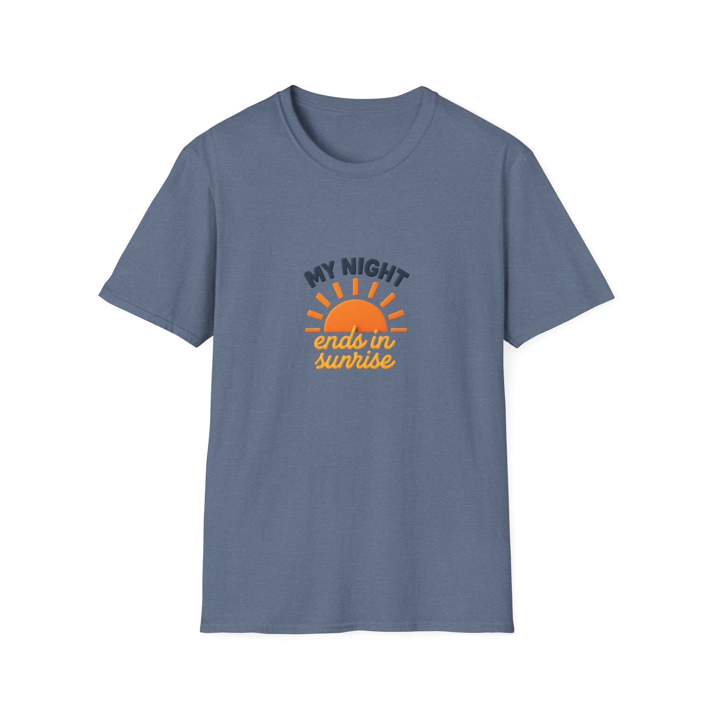 My Night Ends in Sunrise T-Shirt – Inspirational Unisex Softstyle® Tee for Hope, Comfort & Everyday Wear