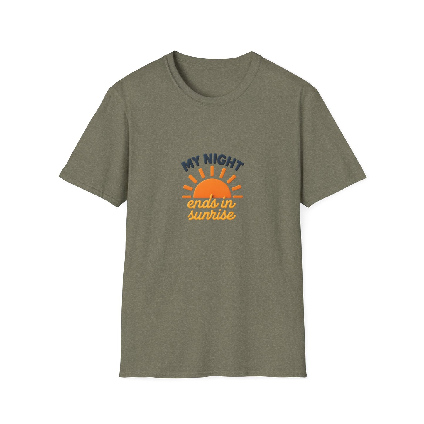 My Night Ends in Sunrise T-Shirt – Inspirational Unisex Softstyle® Tee for Hope, Comfort & Everyday Wear
