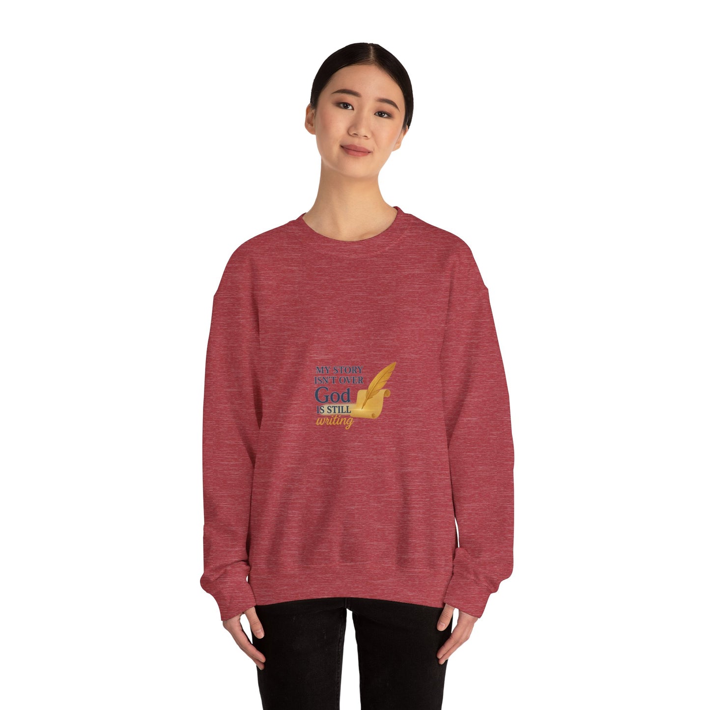 Inspirational Crewneck Sweatshirt, Comfort Apparel, Faith-Based Gift, Cozy Layer, My Story Isn’t Over Sweatshirt
