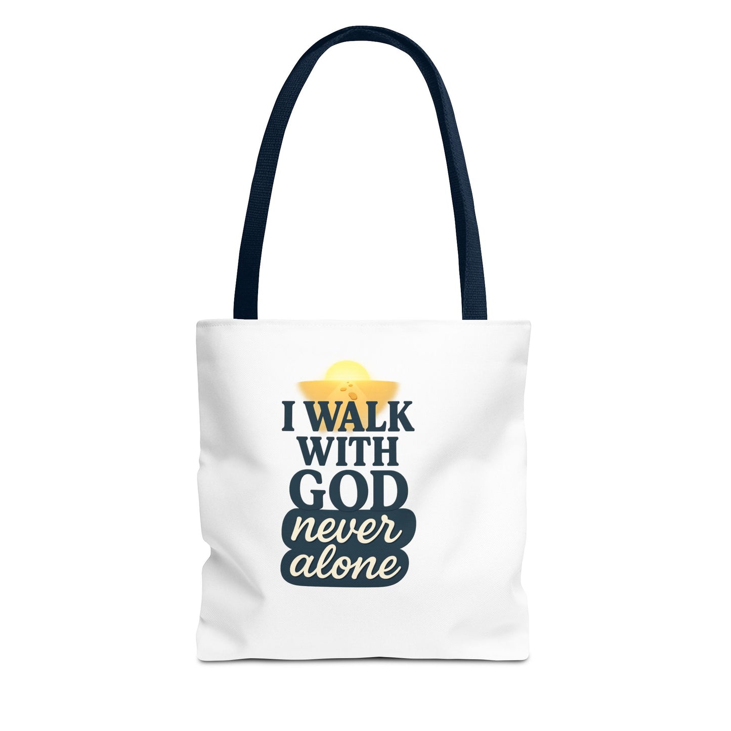 Inspirational Tote Bag - I Walk with God Never Alone, Faith Gift, Motivational Bag, Scripture Tote, Church Accessory, Christian Merchandise