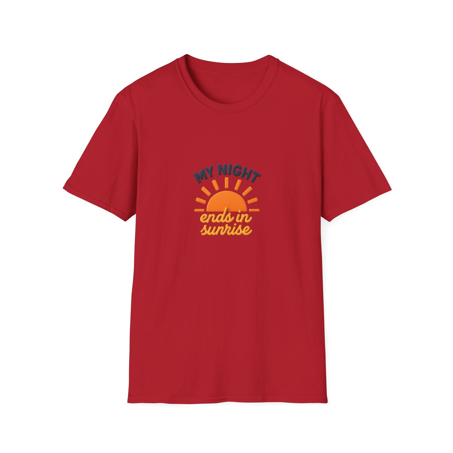 My Night Ends in Sunrise T-Shirt – Inspirational Unisex Softstyle® Tee for Hope, Comfort & Everyday Wear