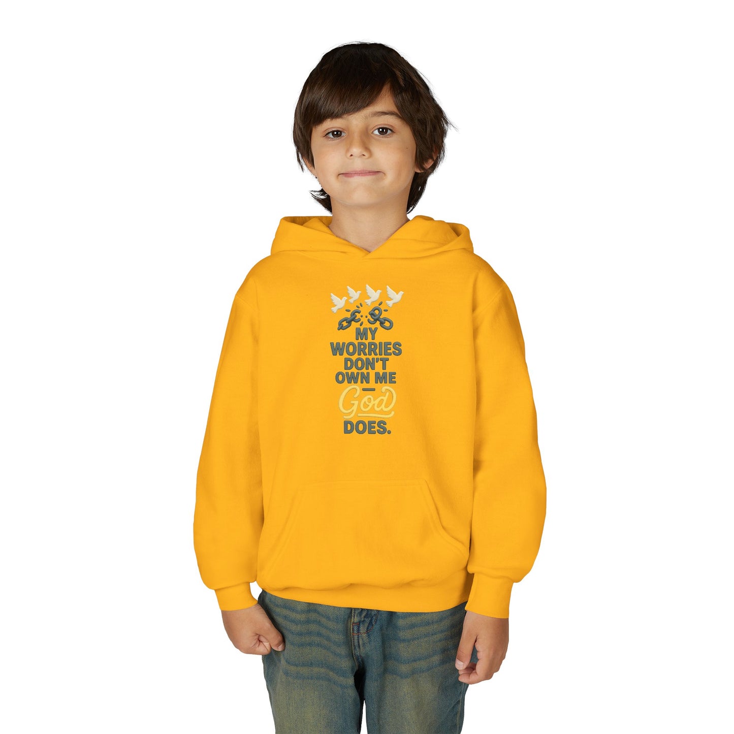 Inspirational Youth Hoodie – My Worries Don’t Own Me, God Does | Faith-Based Sweatshirt