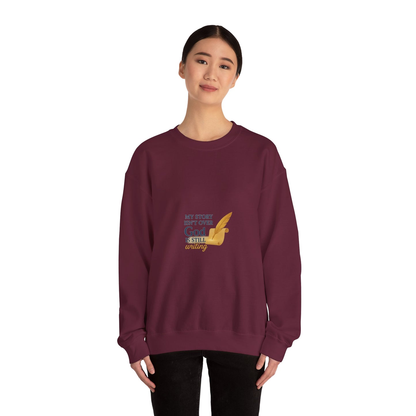 Inspirational Crewneck Sweatshirt, Comfort Apparel, Faith-Based Gift, Cozy Layer, My Story Isn’t Over Sweatshirt