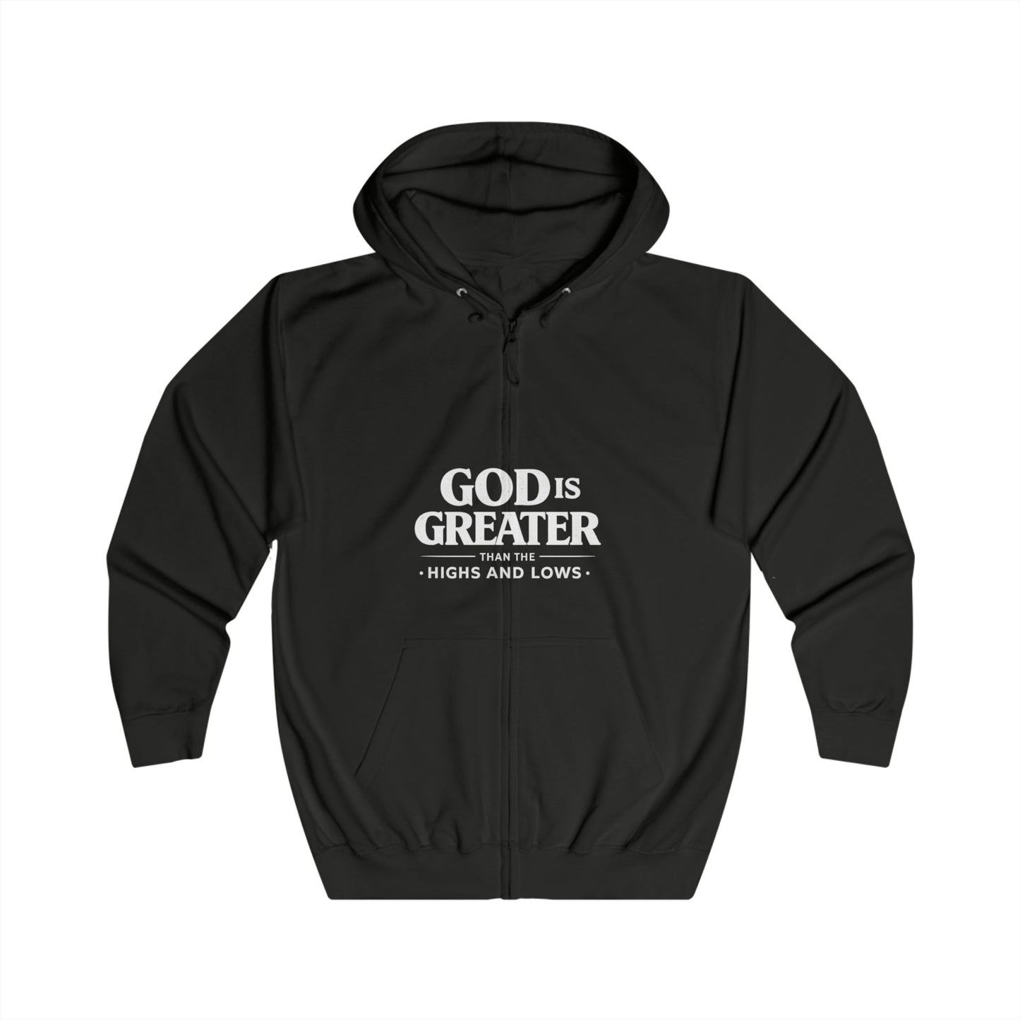 Religious 'God Is Greater' Full Zip Hoodie – Faith-Inspired Zip-Up Sweatshirt