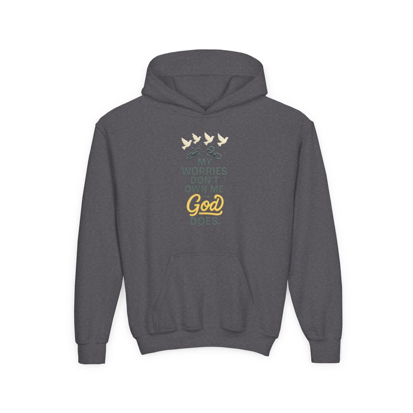 Inspirational Youth Hoodie – My Worries Don’t Own Me, God Does | Faith-Based Sweatshirt
