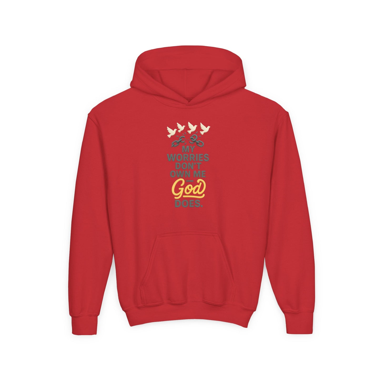 Inspirational Youth Hoodie – My Worries Don’t Own Me, God Does | Faith-Based Sweatshirt