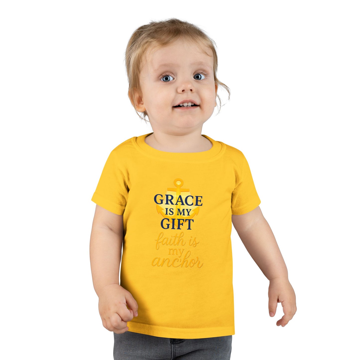 Toddler T-Shirt — "Grace Is My Gift, Faith Is My Anchor" Christian Anchor Graphic