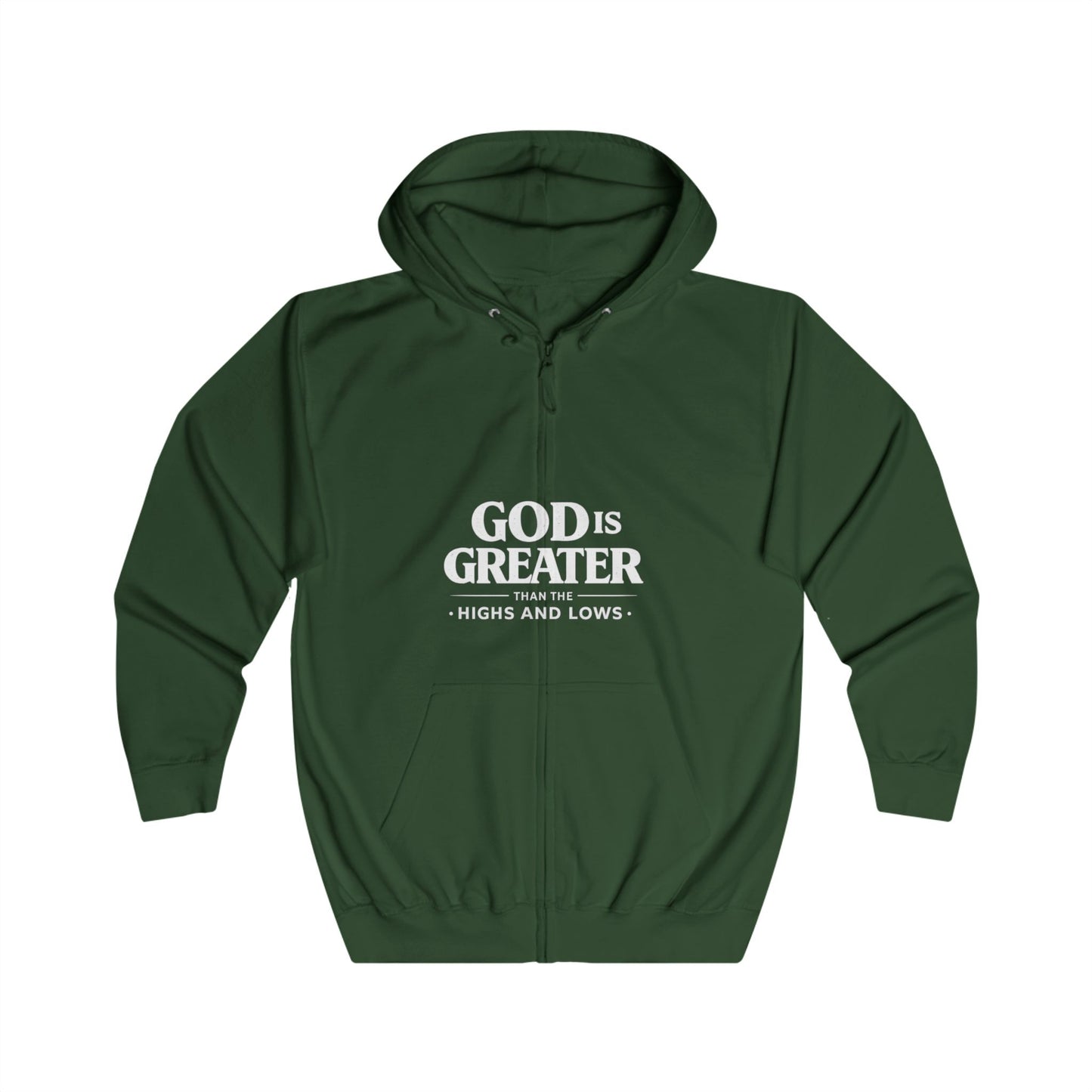 Religious 'God Is Greater' Full Zip Hoodie – Faith-Inspired Zip-Up Sweatshirt