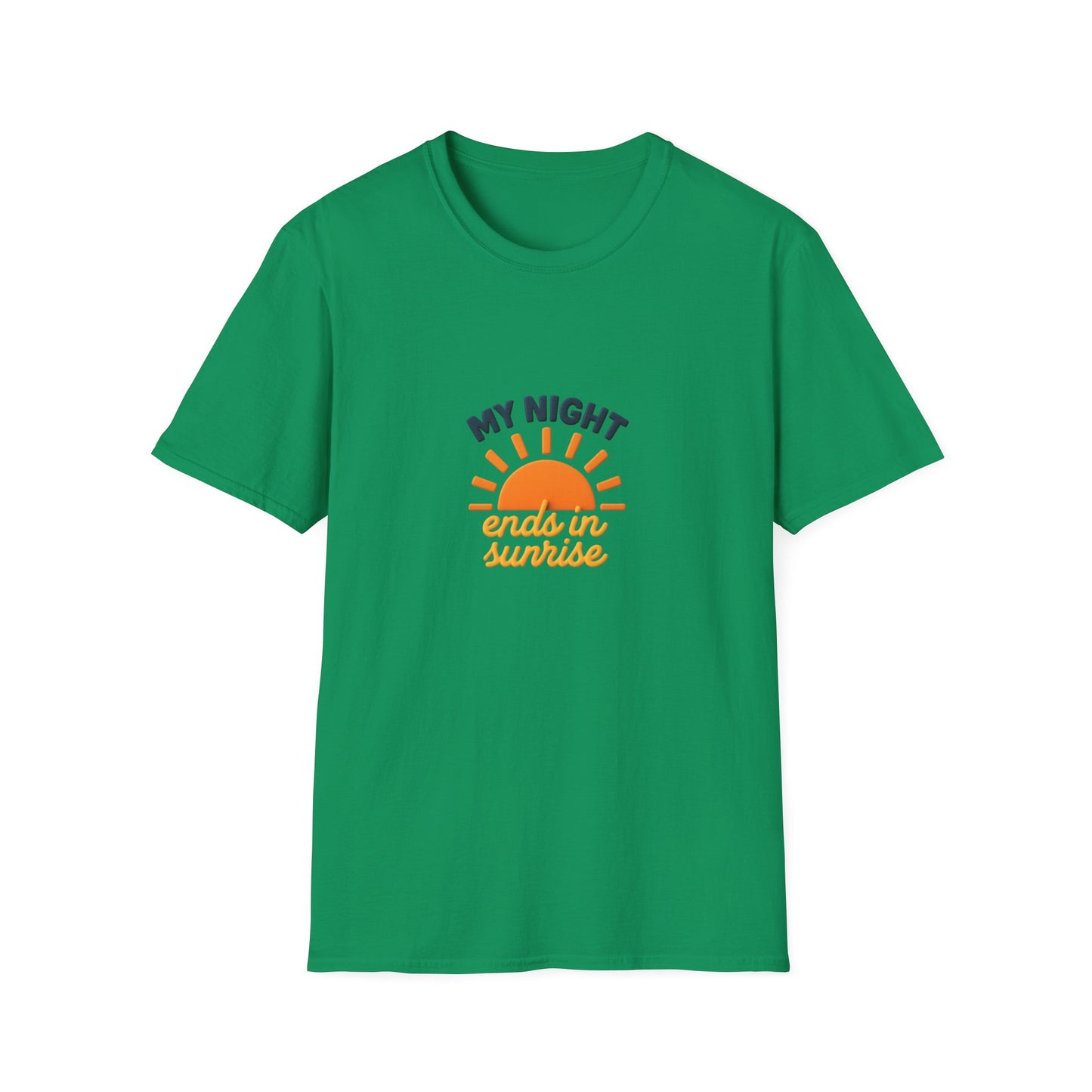 My Night Ends in Sunrise T-Shirt – Inspirational Unisex Softstyle® Tee for Hope, Comfort & Everyday Wear