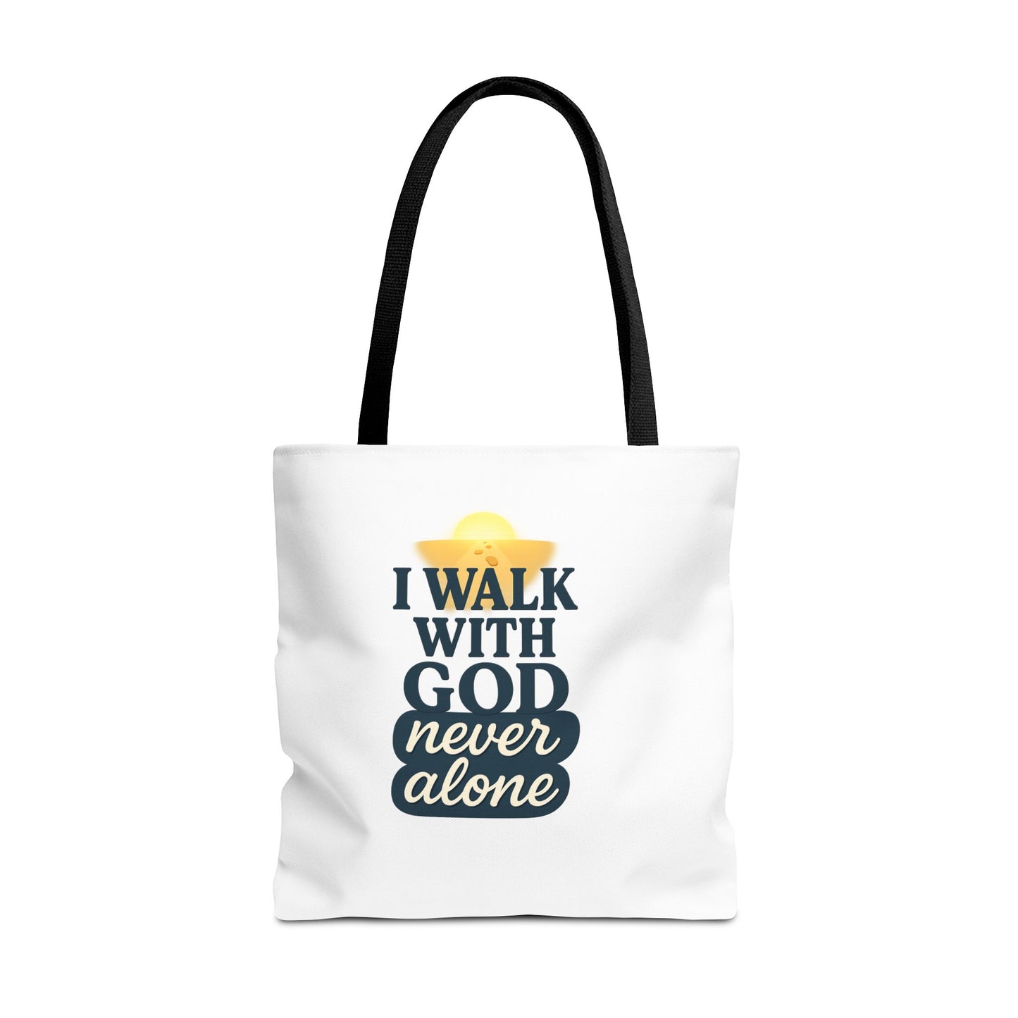 Inspirational Tote Bag - I Walk with God Never Alone, Faith Gift, Motivational Bag, Scripture Tote, Church Accessory, Christian Merchandise