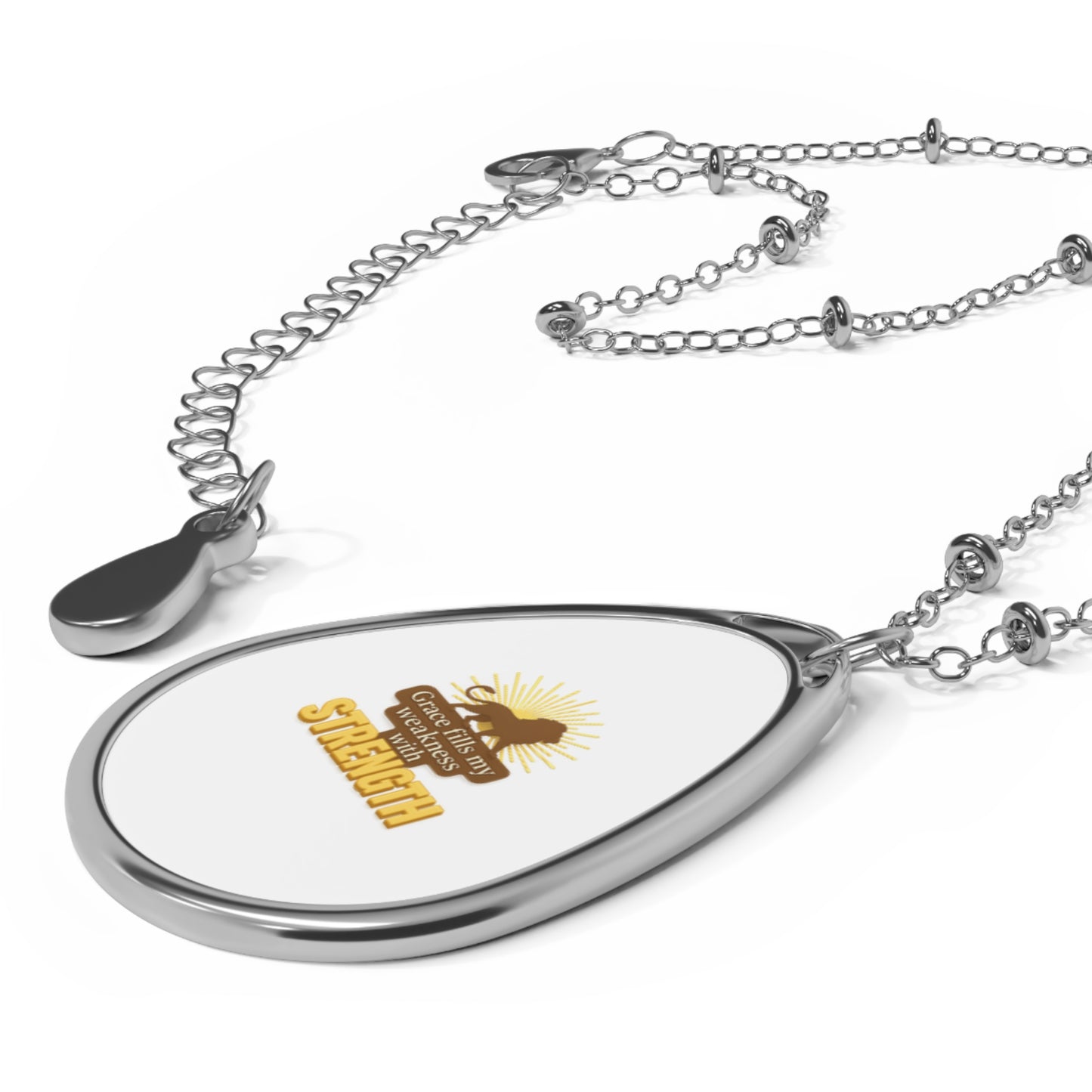 Courage Fills My Weakness – Inspirational Oval Pendant Necklace
