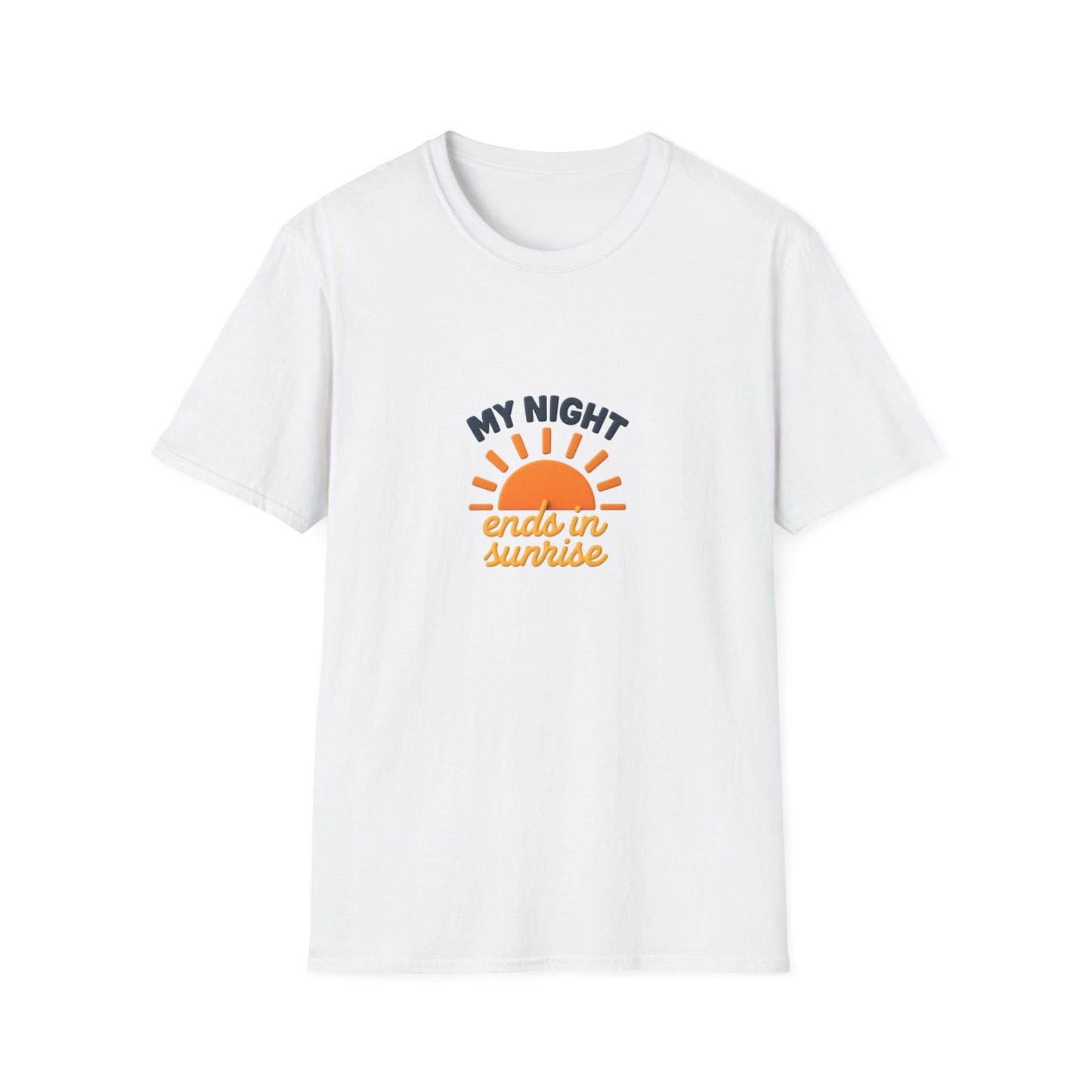 My Night Ends in Sunrise T-Shirt – Inspirational Unisex Softstyle® Tee for Hope, Comfort & Everyday Wear