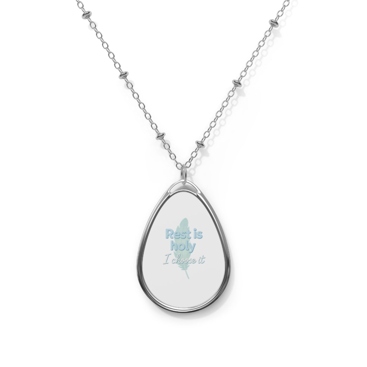 Rest is Holy Oval Inspirational Necklace