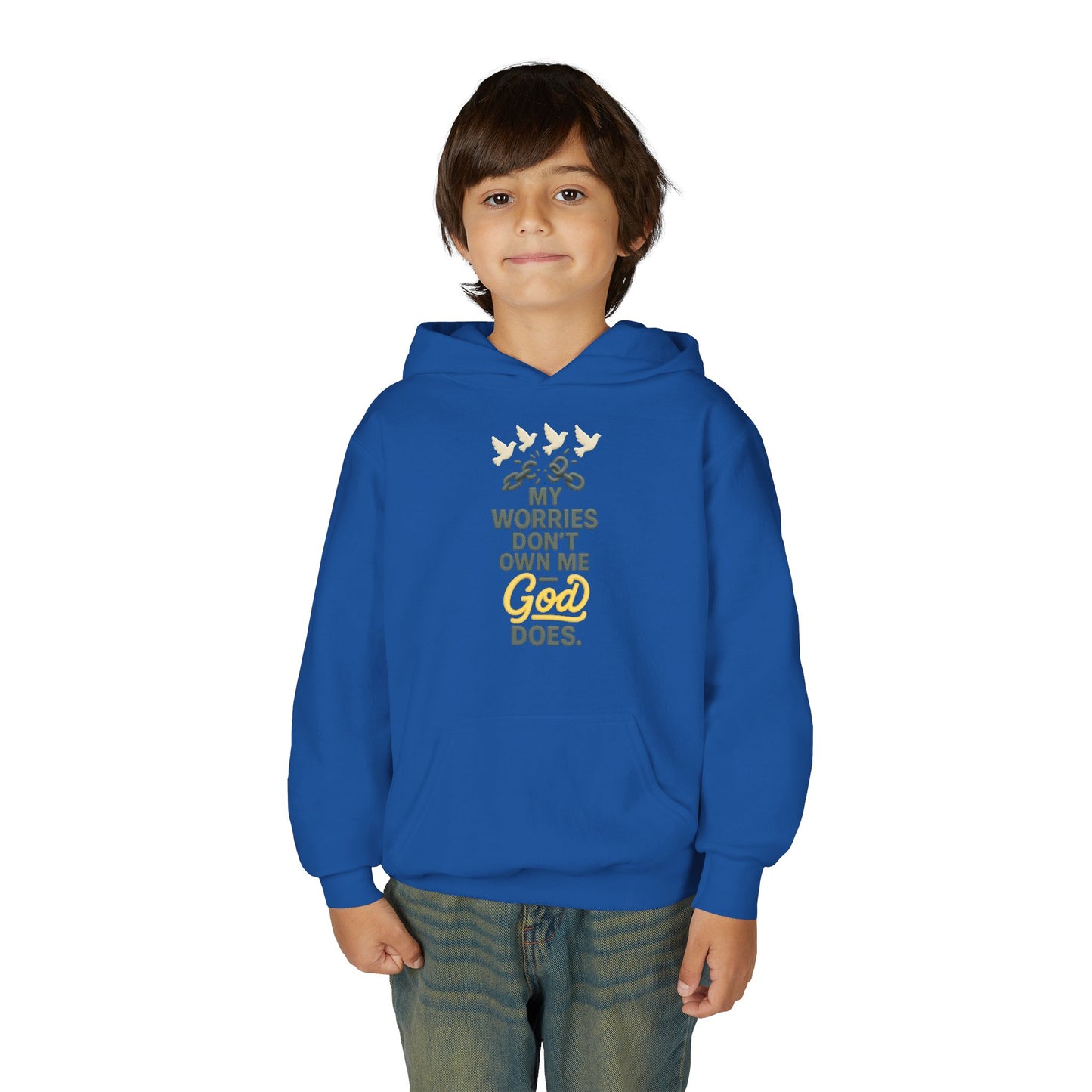 Inspirational Youth Hoodie – My Worries Don’t Own Me, God Does | Faith-Based Sweatshirt