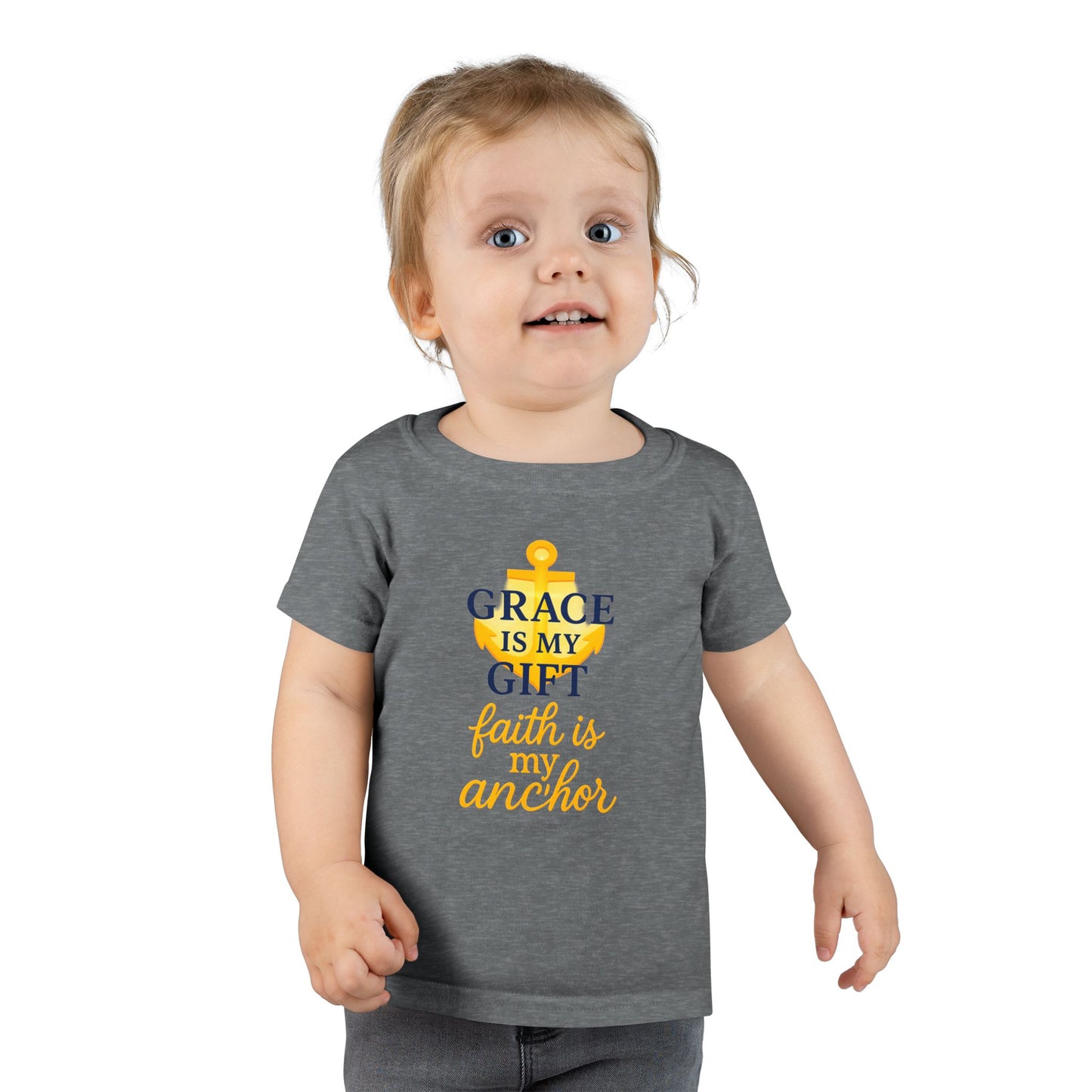 Toddler T-Shirt — "Grace Is My Gift, Faith Is My Anchor" Christian Anchor Graphic