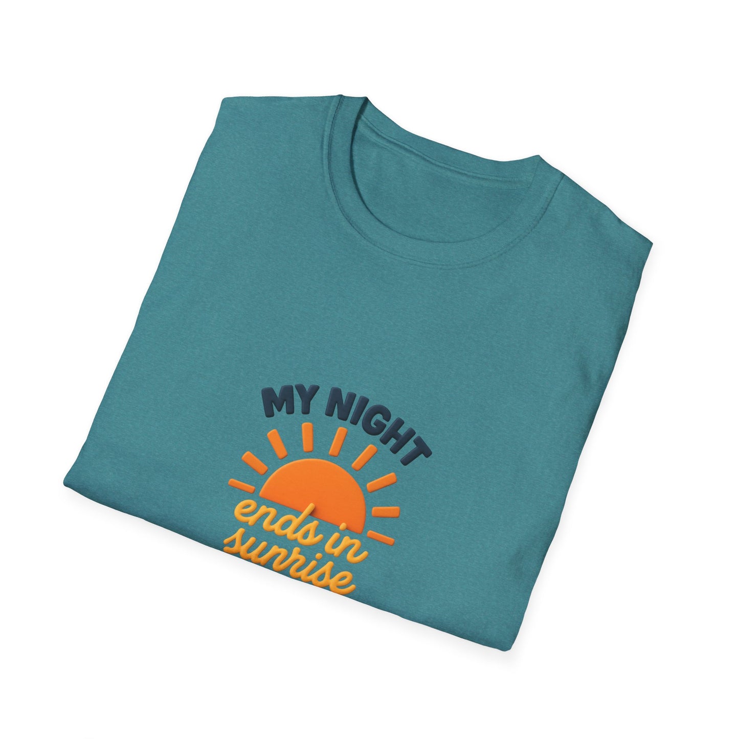 My Night Ends in Sunrise T-Shirt – Inspirational Unisex Softstyle® Tee for Hope, Comfort & Everyday Wear