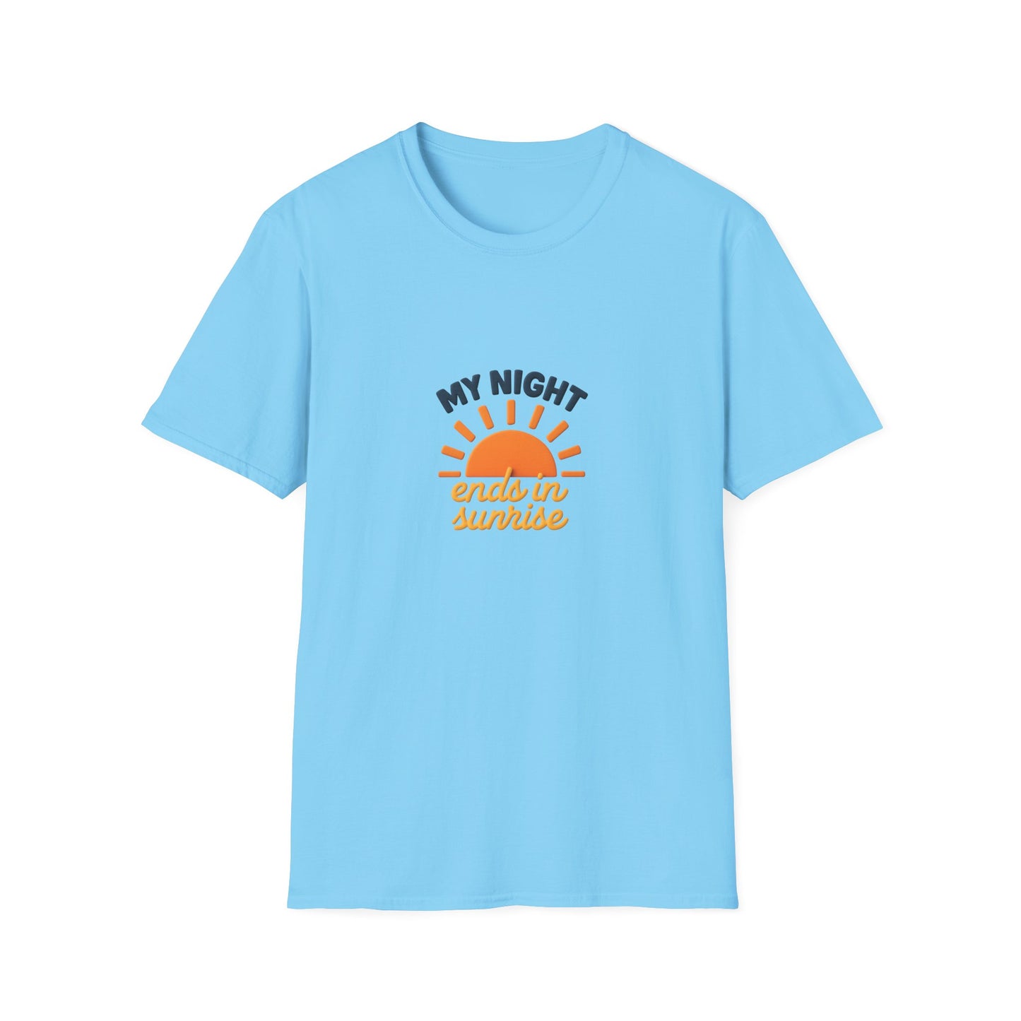 My Night Ends in Sunrise T-Shirt – Inspirational Unisex Softstyle® Tee for Hope, Comfort & Everyday Wear