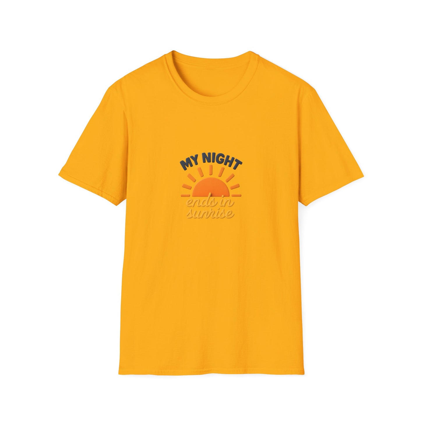 My Night Ends in Sunrise T-Shirt – Inspirational Unisex Softstyle® Tee for Hope, Comfort & Everyday Wear