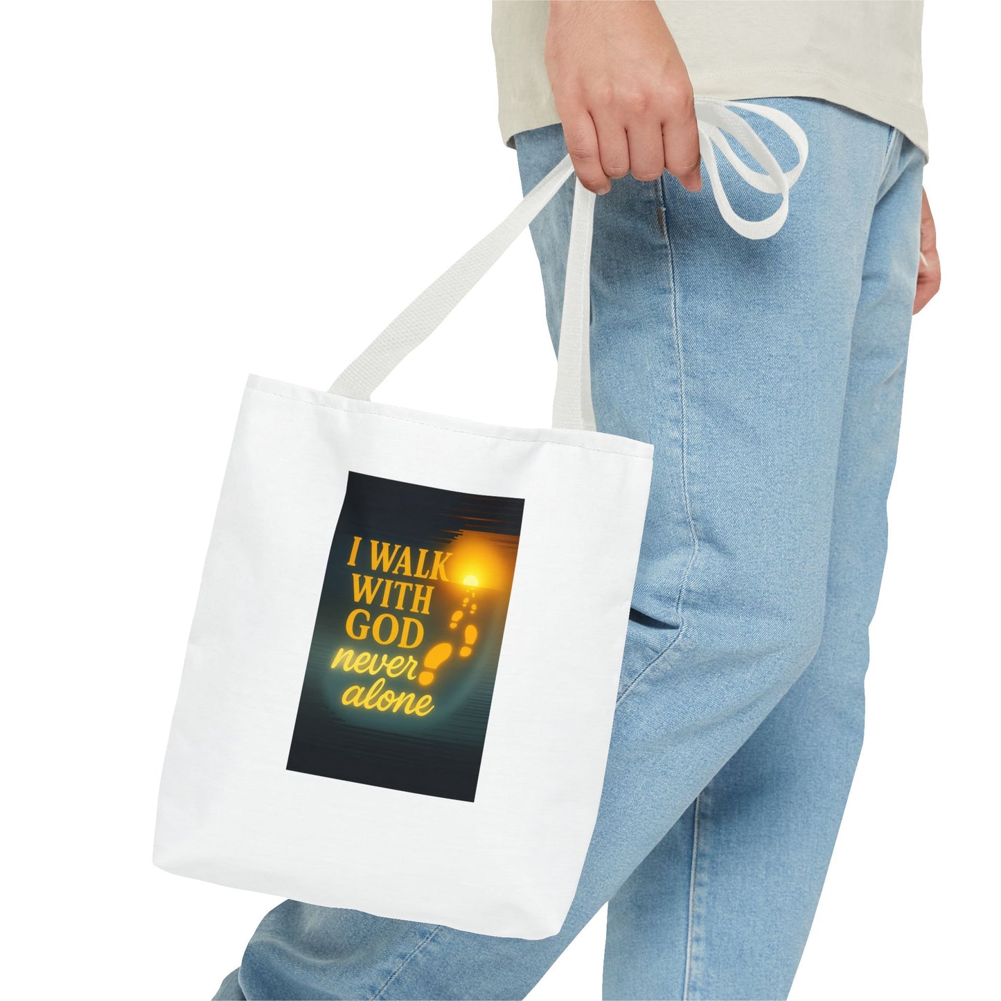 Inspiring God Walk Tote Bag, Motivational Quote Bag, Faith-Based Carryall, Gift for Believers, Christian Tote