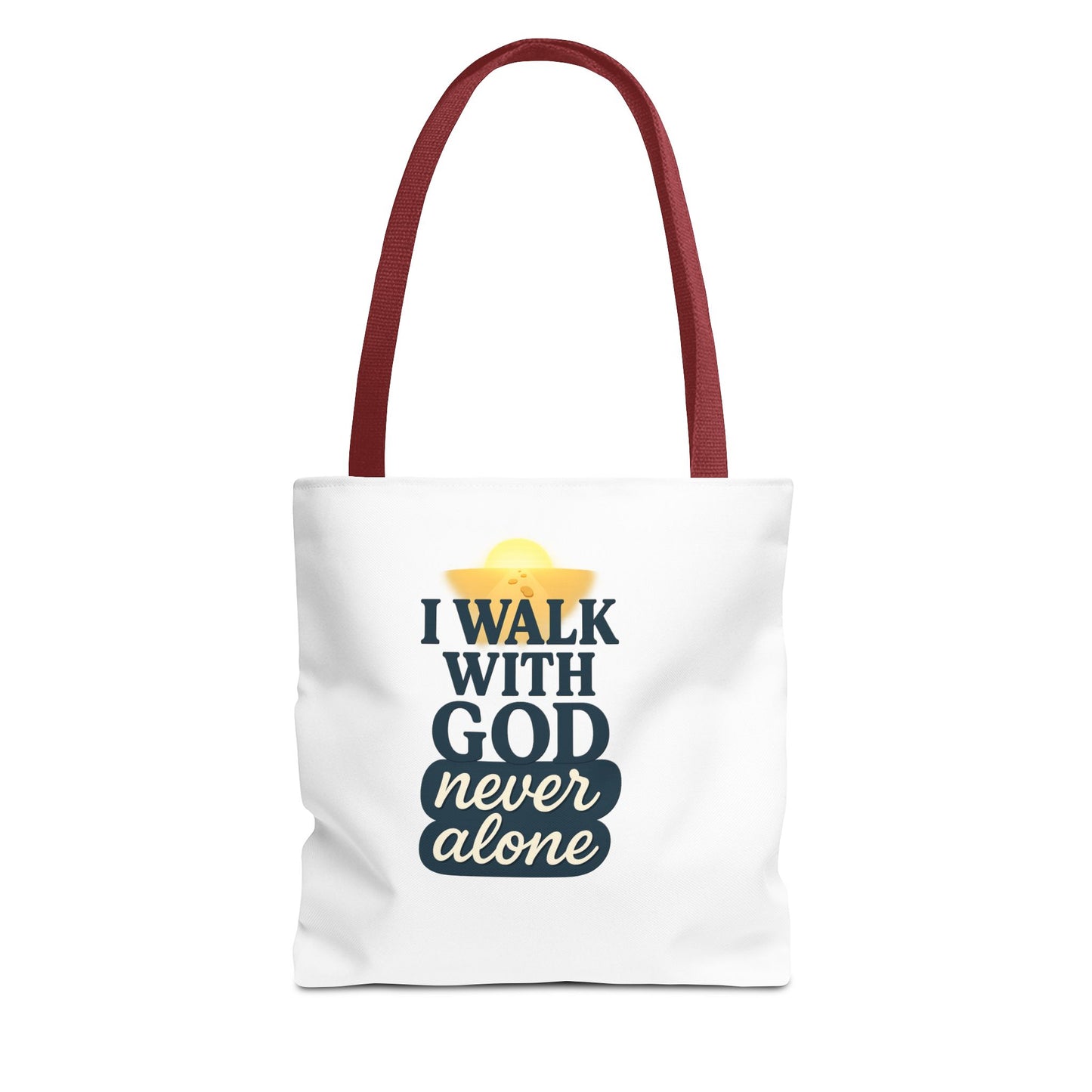 Inspirational Tote Bag - I Walk with God Never Alone, Faith Gift, Motivational Bag, Scripture Tote, Church Accessory, Christian Merchandise