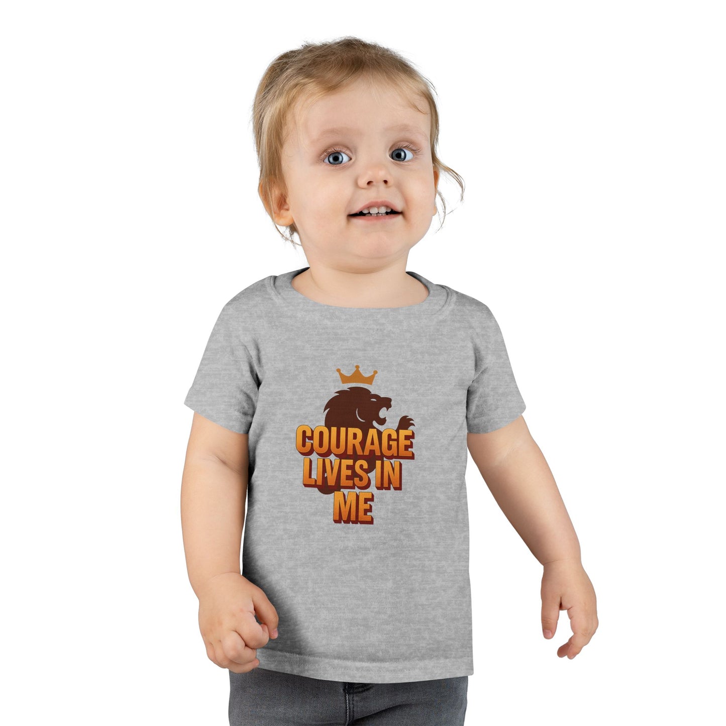Toddler T-Shirt — "Courage Lives in Me" Lion Crown Graphic