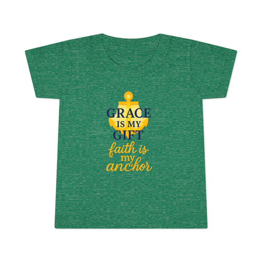 Toddler T-Shirt — "Grace Is My Gift, Faith Is My Anchor" Anchor Graphic