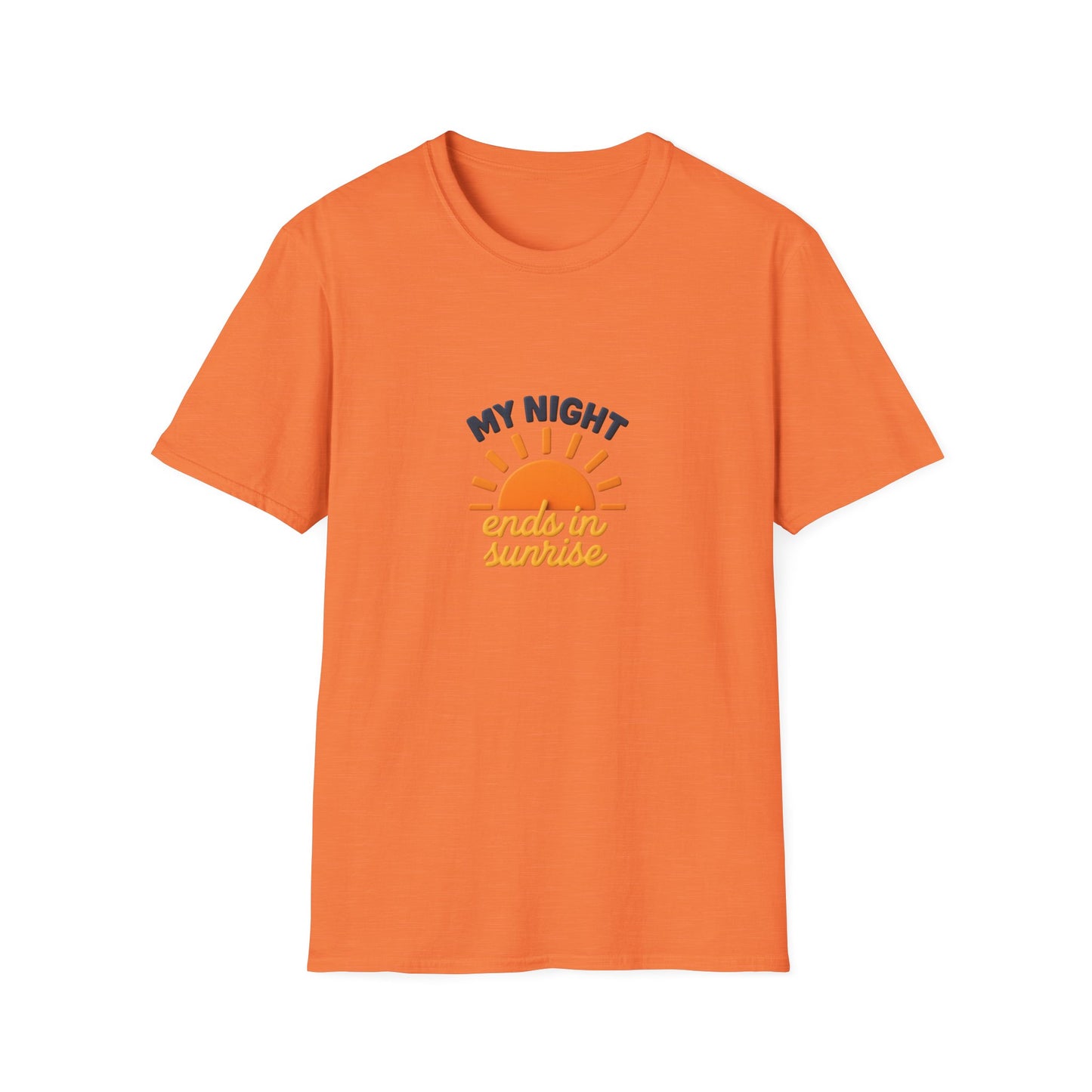 My Night Ends in Sunrise T-Shirt – Inspirational Unisex Softstyle® Tee for Hope, Comfort & Everyday Wear