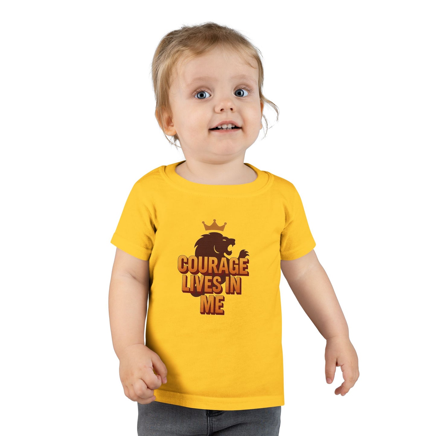 Toddler T-Shirt — "Courage Lives in Me" Lion Crown Graphic