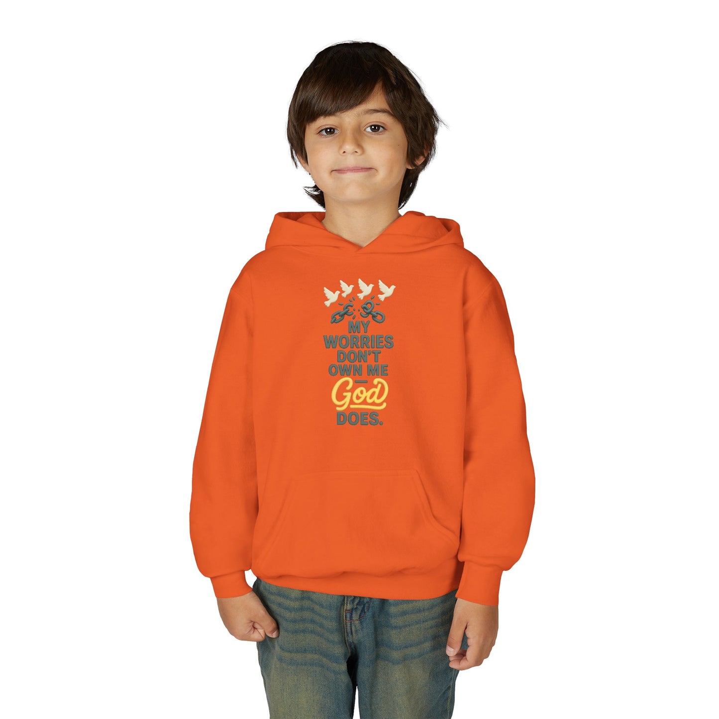 Inspirational Youth Hoodie – My Worries Don’t Own Me, God Does | Faith-Based Sweatshirt