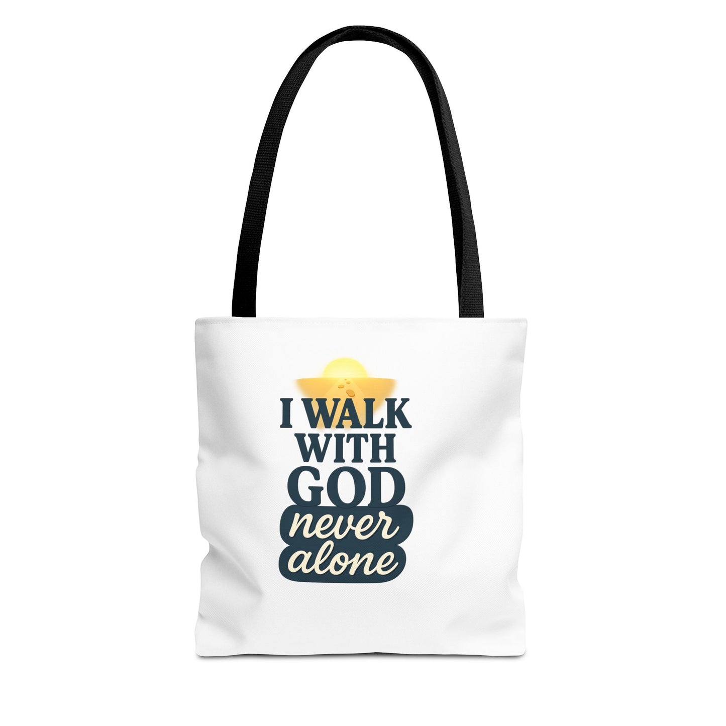Inspirational Tote Bag - I Walk with God Never Alone, Faith Gift, Motivational Bag, Scripture Tote, Church Accessory, Christian Merchandise