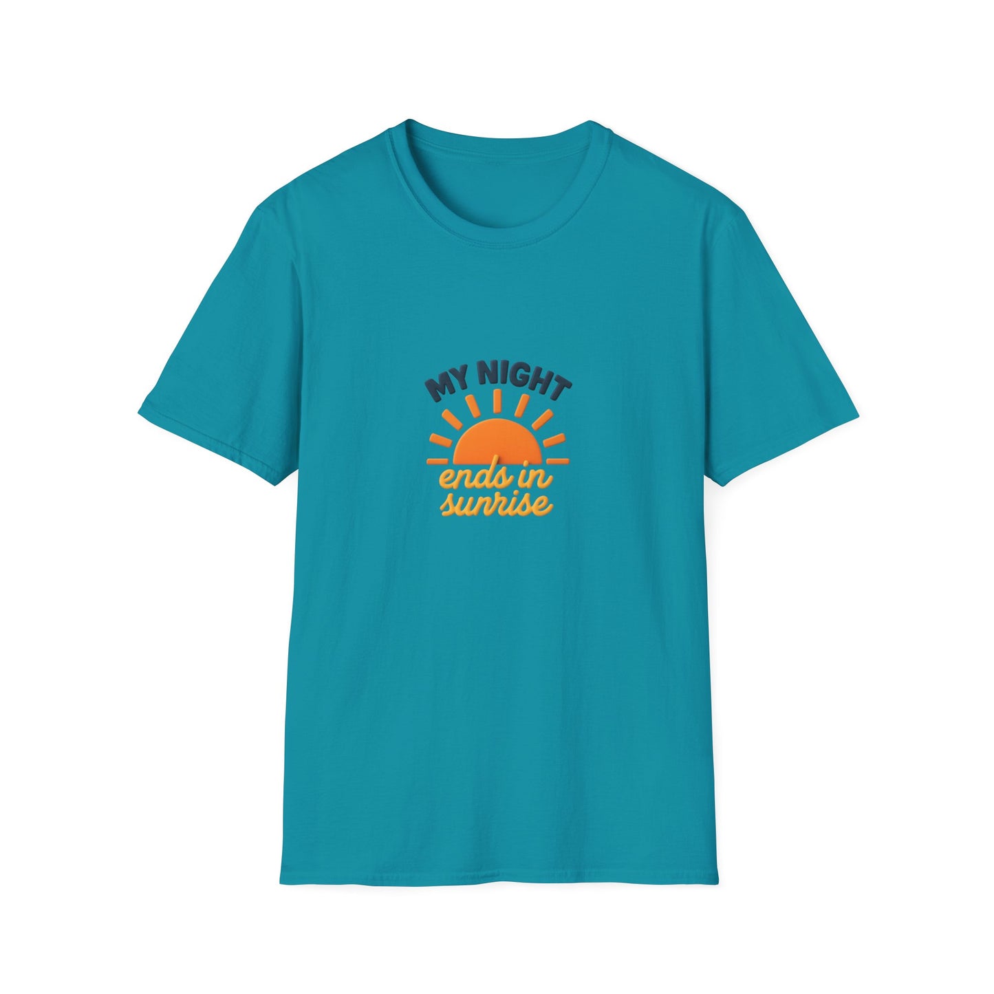 My Night Ends in Sunrise T-Shirt – Inspirational Unisex Softstyle® Tee for Hope, Comfort & Everyday Wear