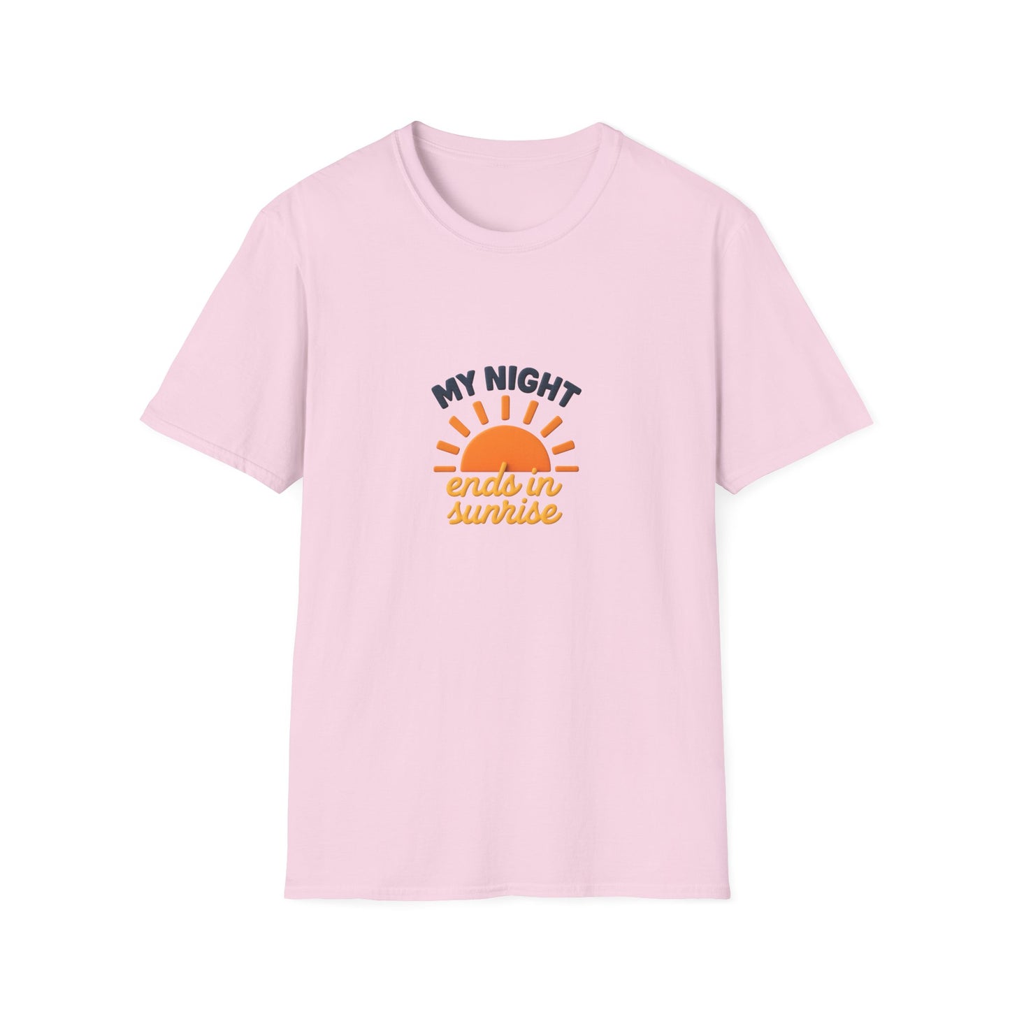 My Night Ends in Sunrise T-Shirt – Inspirational Unisex Softstyle® Tee for Hope, Comfort & Everyday Wear