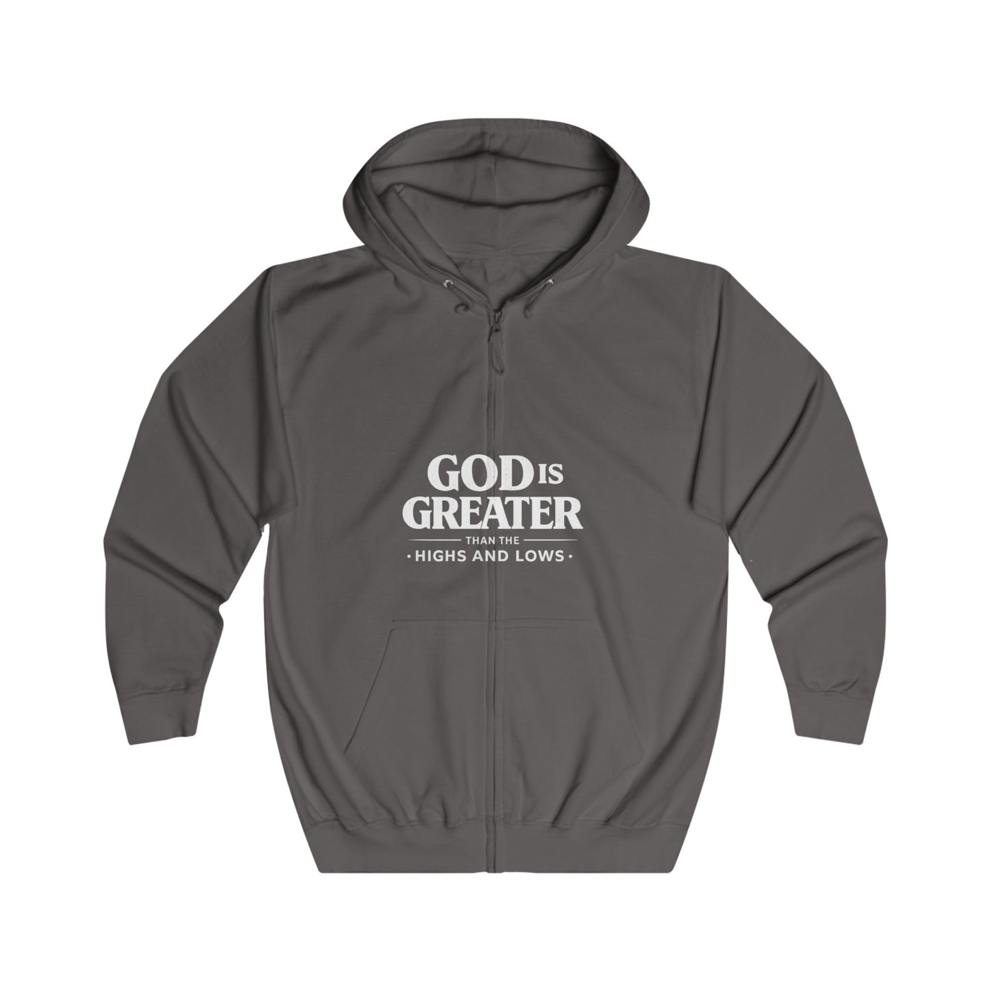 Religious 'God Is Greater' Full Zip Hoodie – Faith-Inspired Zip-Up Sweatshirt