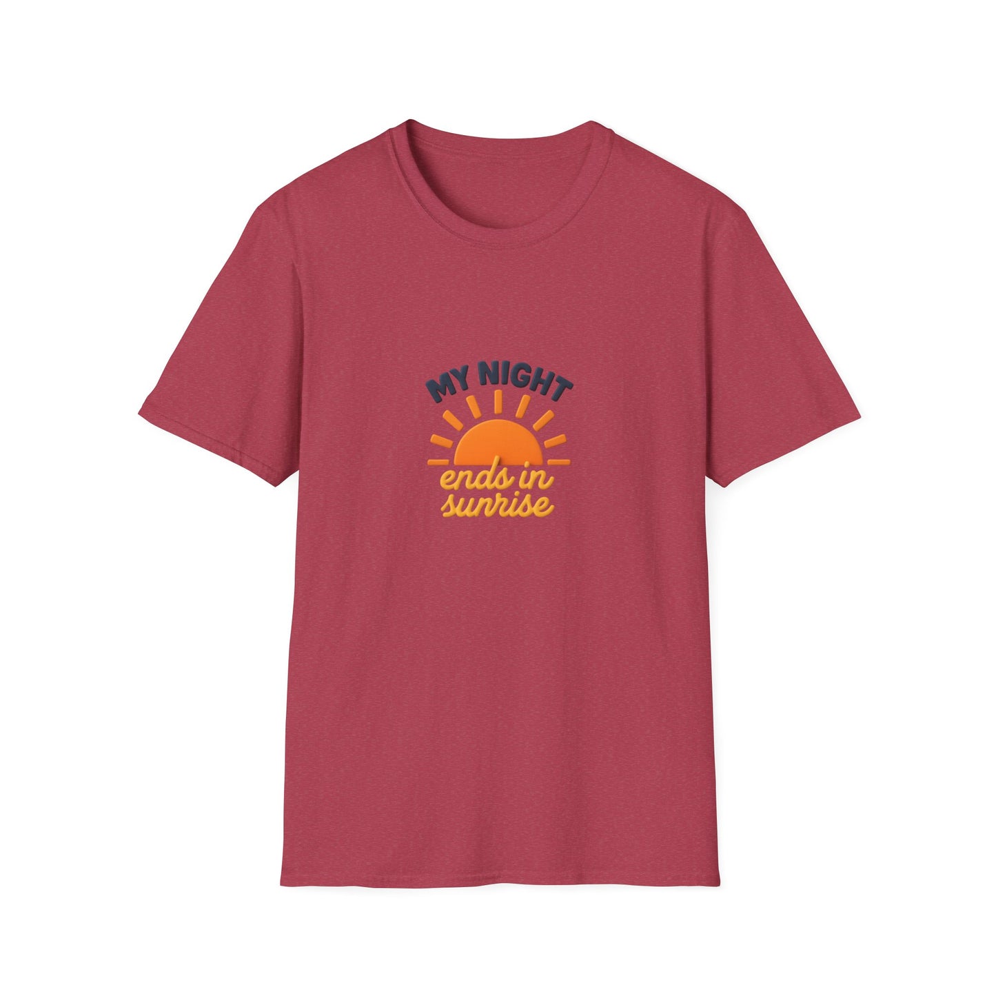 My Night Ends in Sunrise T-Shirt – Inspirational Unisex Softstyle® Tee for Hope, Comfort & Everyday Wear
