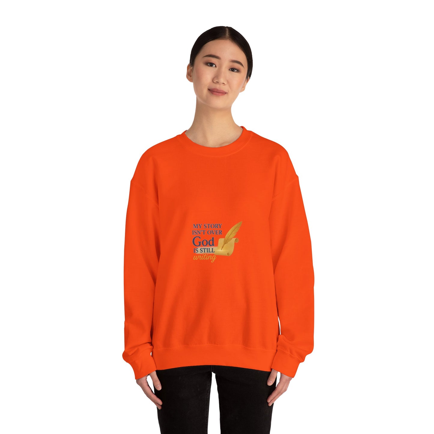 Inspirational Crewneck Sweatshirt, Comfort Apparel, Faith-Based Gift, Cozy Layer, My Story Isn’t Over Sweatshirt