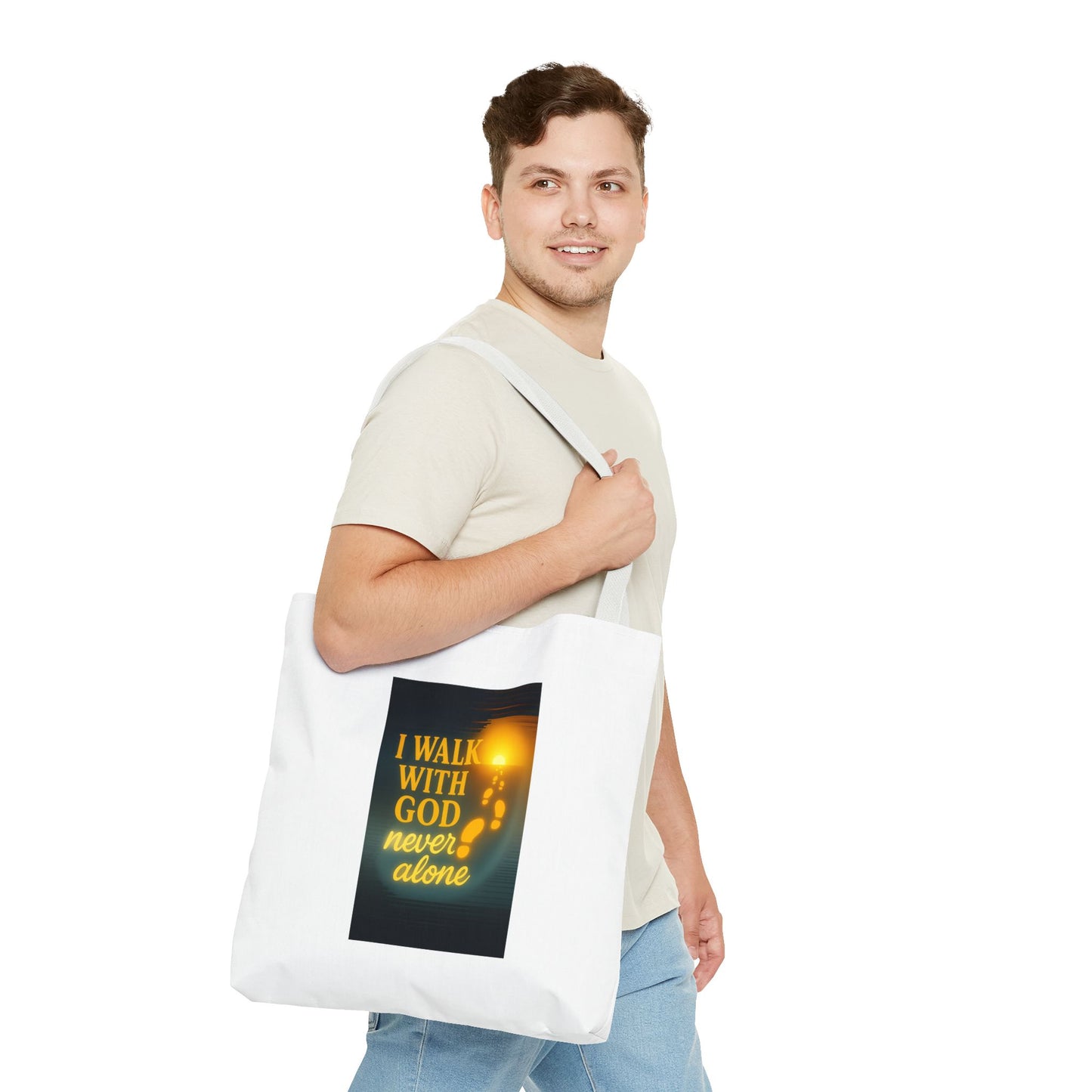 Inspiring God Walk Tote Bag, Motivational Quote Bag, Faith-Based Carryall, Gift for Believers, Christian Tote