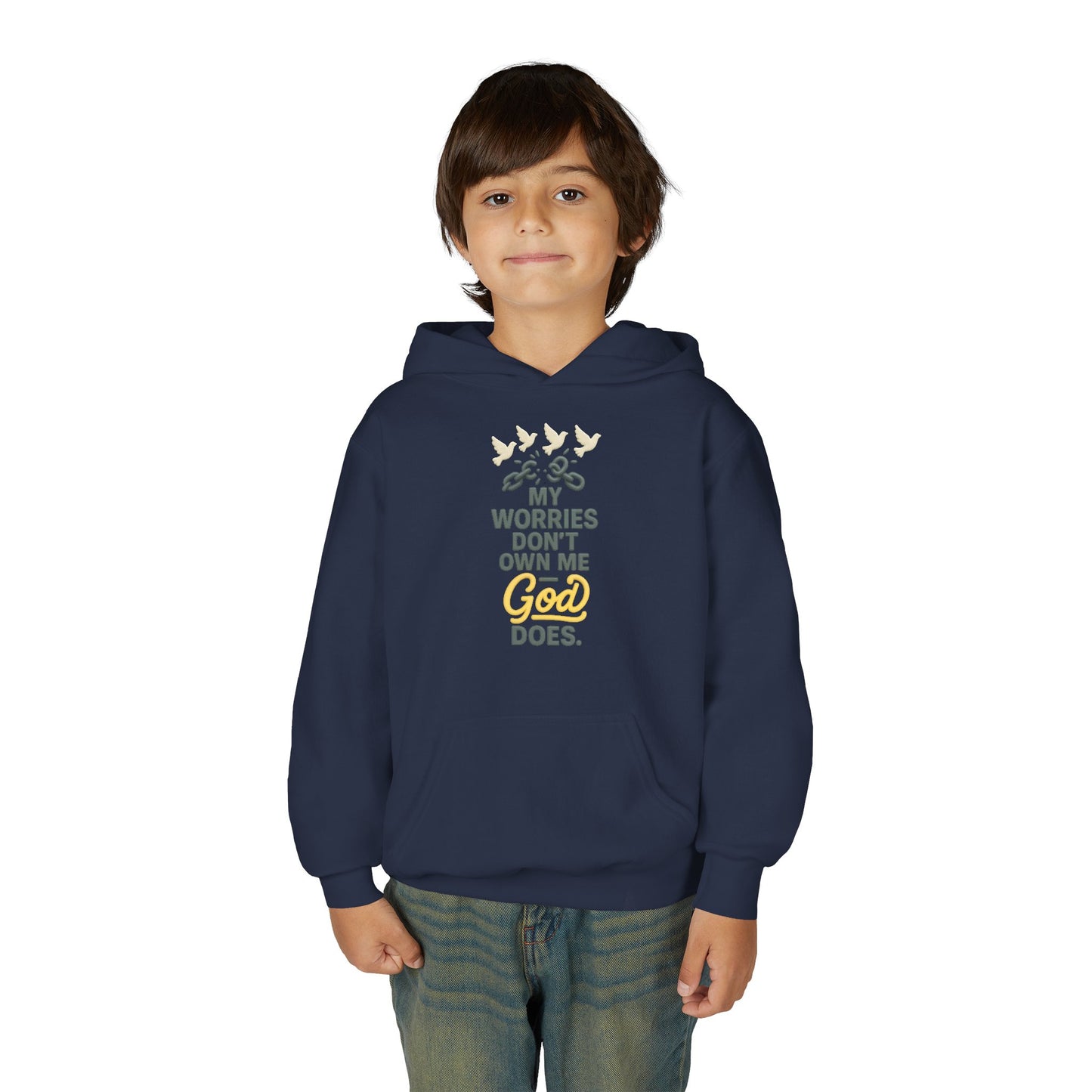 Inspirational Youth Hoodie – My Worries Don’t Own Me, God Does | Faith-Based Sweatshirt