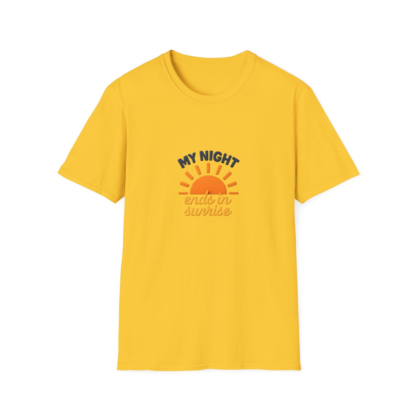 My Night Ends in Sunrise T-Shirt – Inspirational Unisex Softstyle® Tee for Hope, Comfort & Everyday Wear